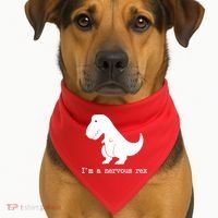 Funny Mental Health Awareness Trex Dinosaur With Anxiety USA-Made Doggie Bandana thumb 1