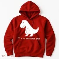 Funny Mental Health Awareness Trex Dinosaur With Anxiety Hoodie thumb 0