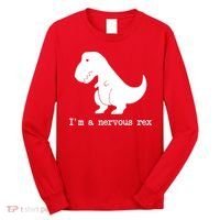 Funny Mental Health Awareness Trex Dinosaur With Anxiety Long Sleeve Shirt thumb 0