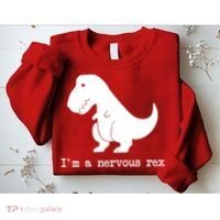 Funny Mental Health Awareness Trex Dinosaur With Anxiety Sweatshirt thumb 2