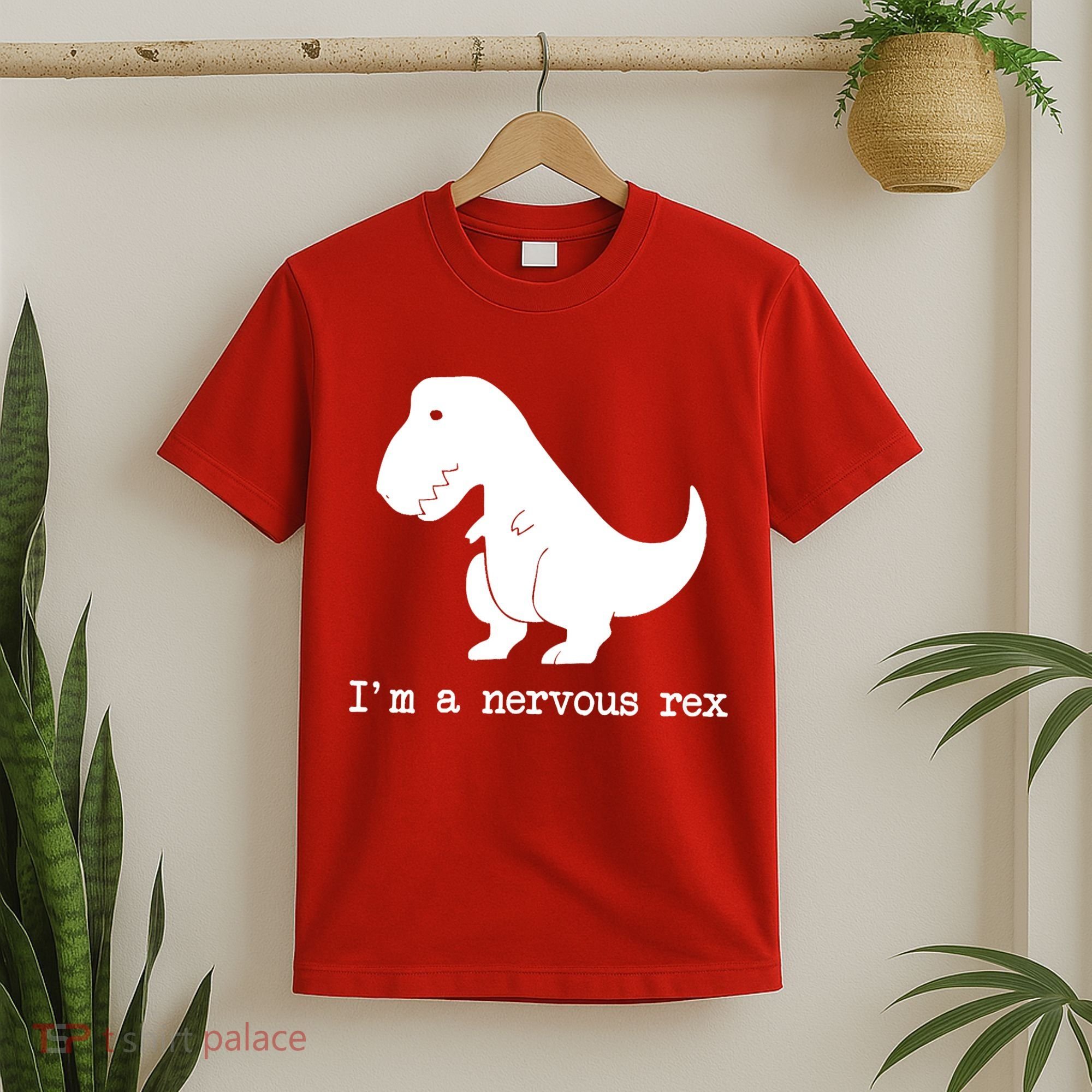 Funny Mental Health Awareness Trex Dinosaur With Anxiety T-Shirt