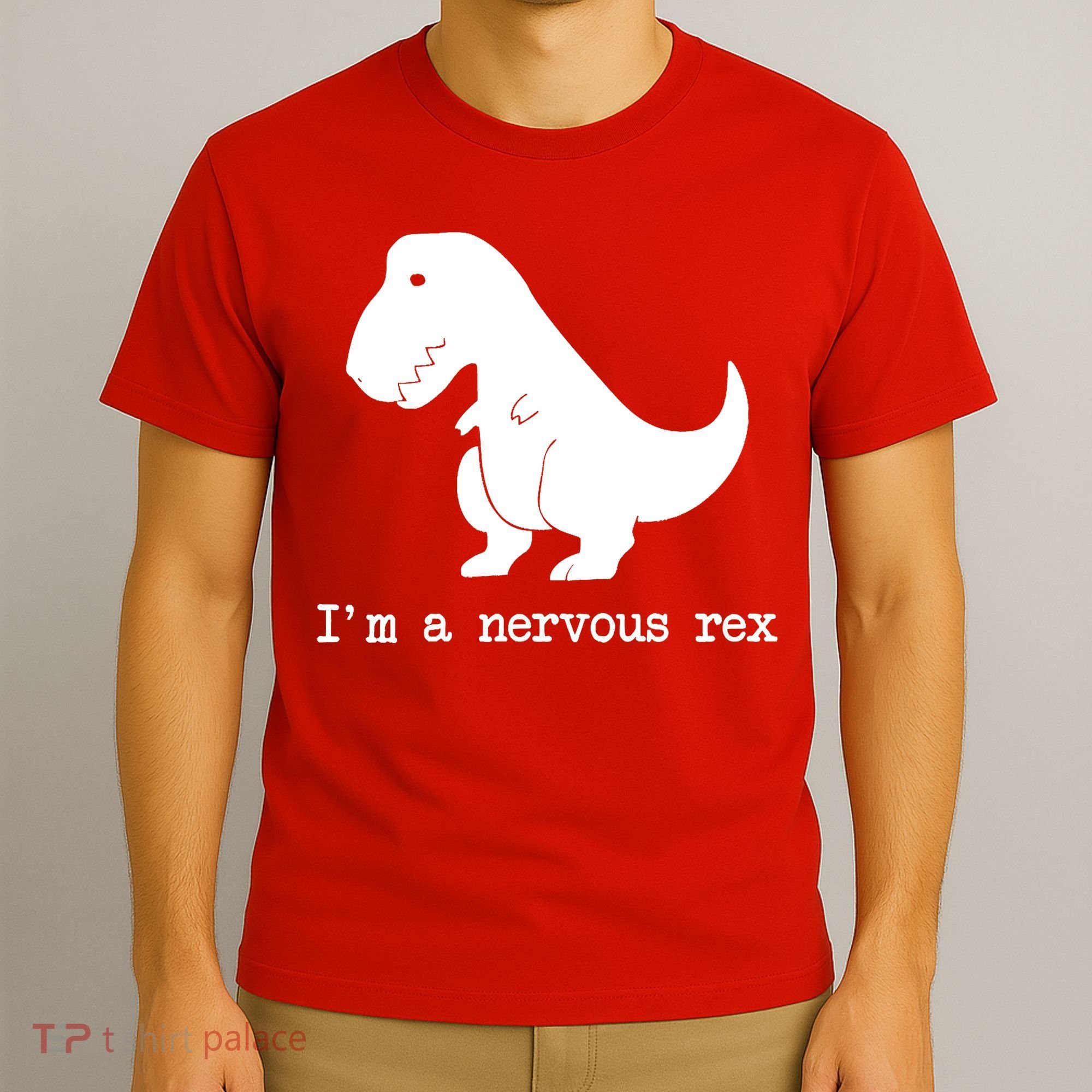 Funny Mental Health Awareness Trex Dinosaur With Anxiety T-Shirt