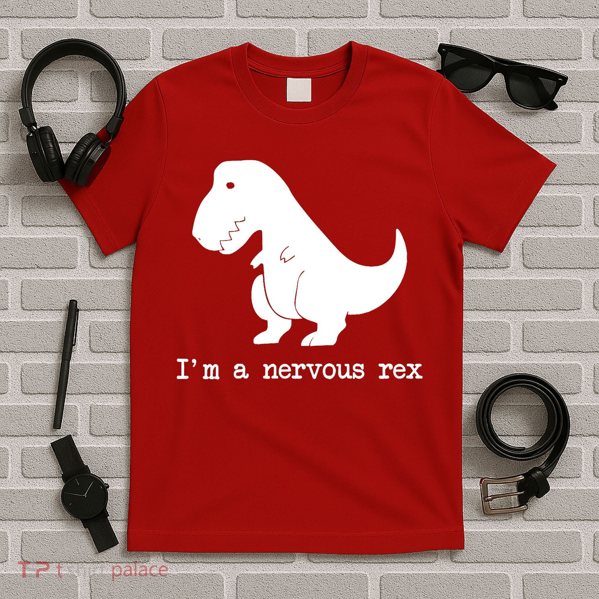 Funny Mental Health Awareness Trex Dinosaur With Anxiety T-Shirt