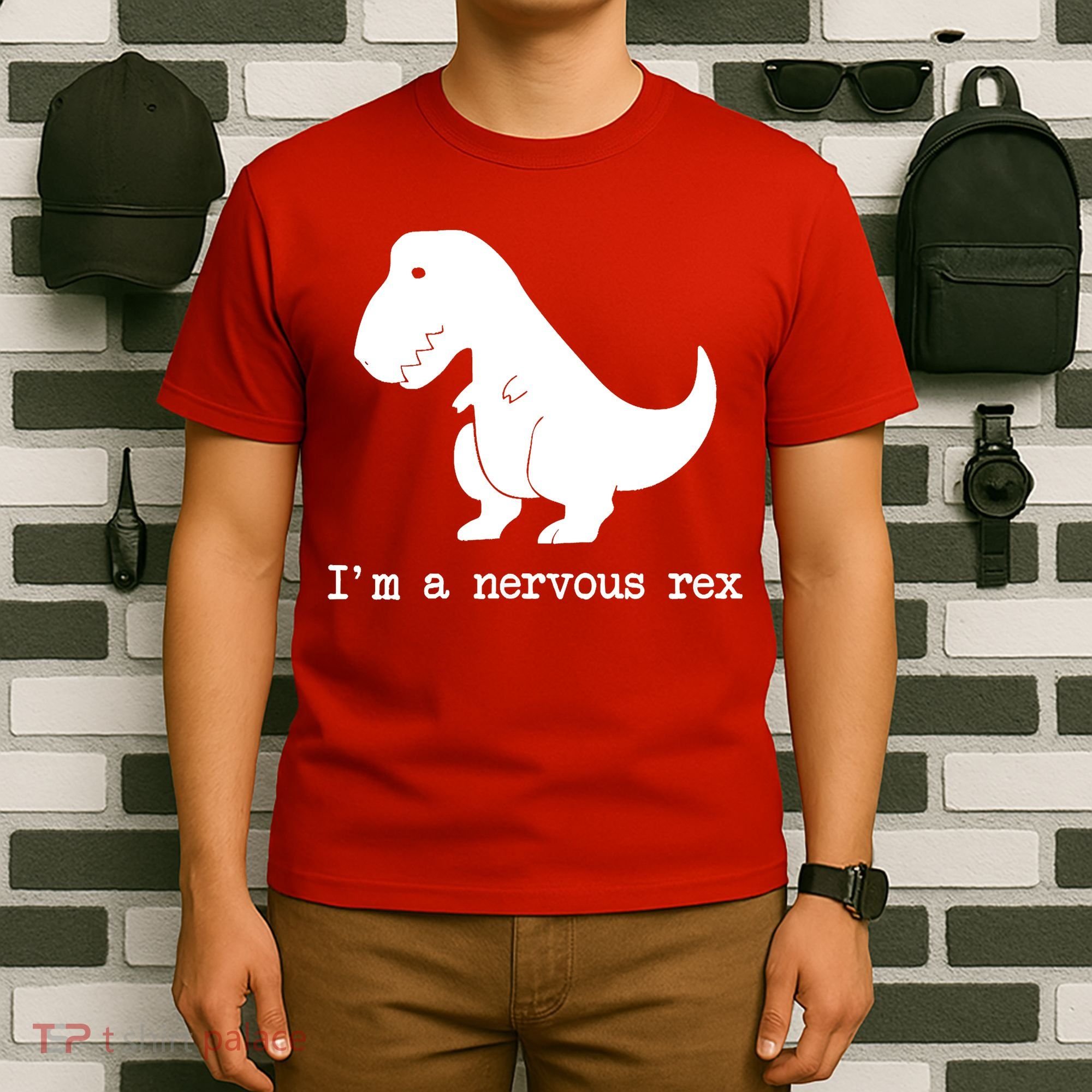 Funny Mental Health Awareness Trex Dinosaur With Anxiety T-Shirt