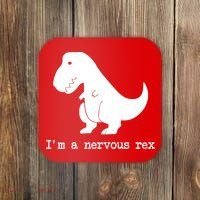 Funny Mental Health Awareness Trex Dinosaur With Anxiety Coaster thumb 0