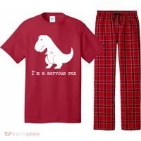 Funny Mental Health Awareness Trex Dinosaur With Anxiety Pajama Set thumb 0