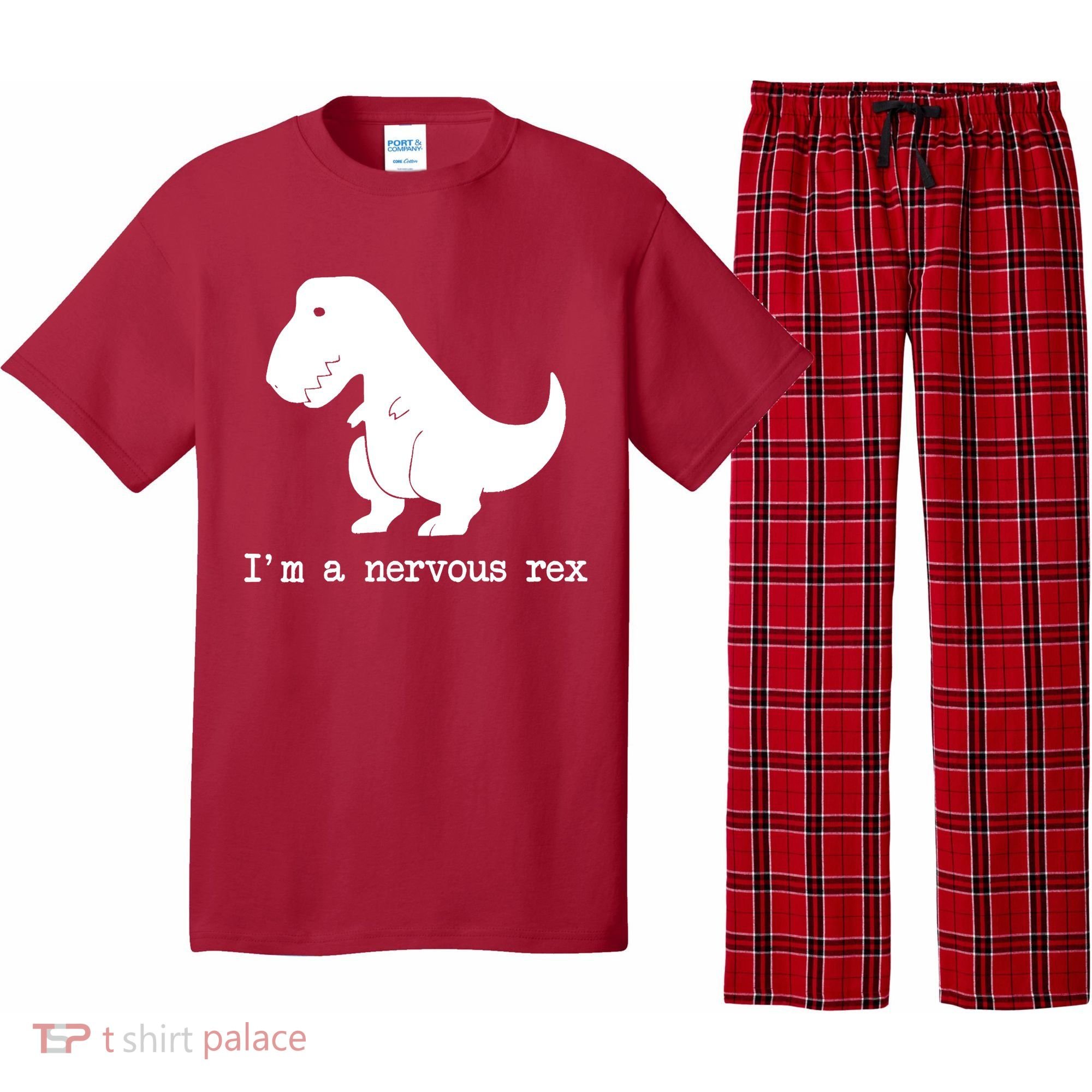 Funny Mental Health Awareness Trex Dinosaur With Anxiety Pajama Set