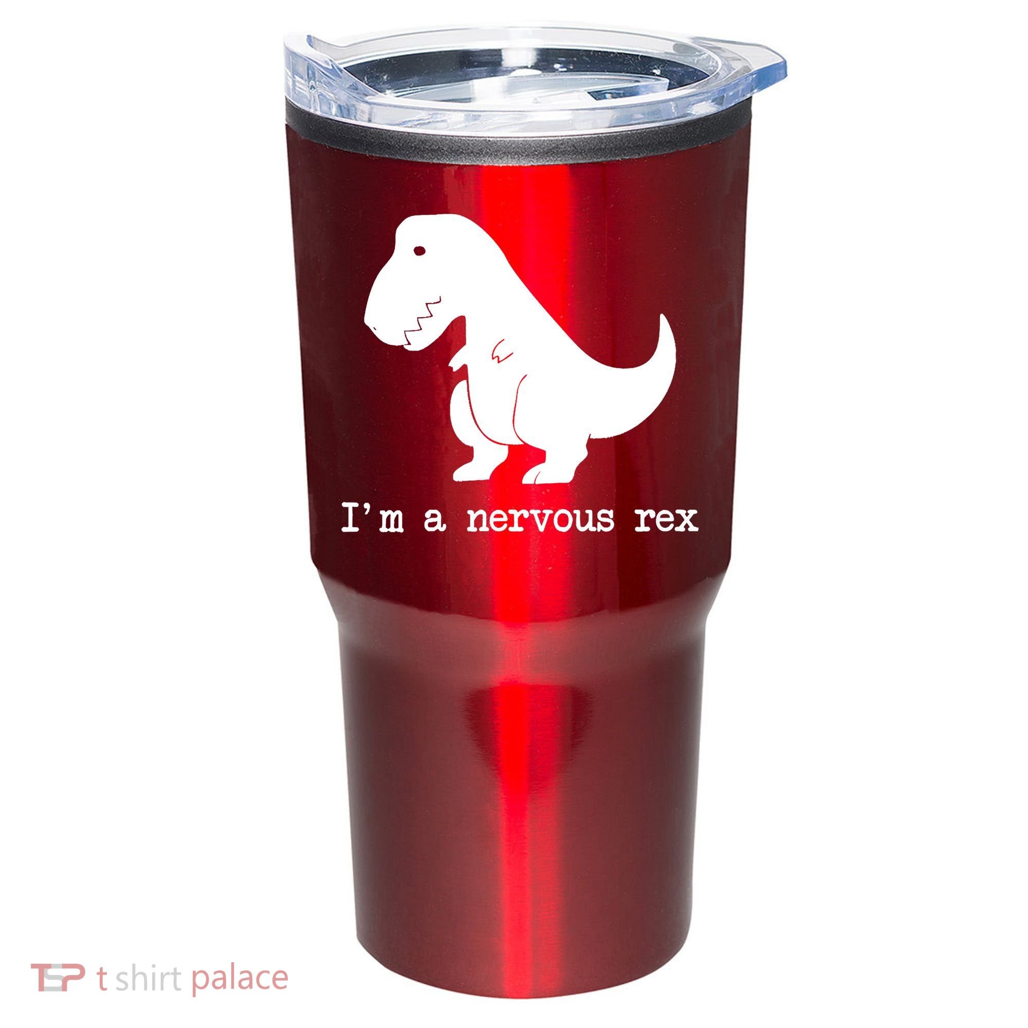 Funny Mental Health Awareness Trex Dinosaur With Anxiety Tumbler