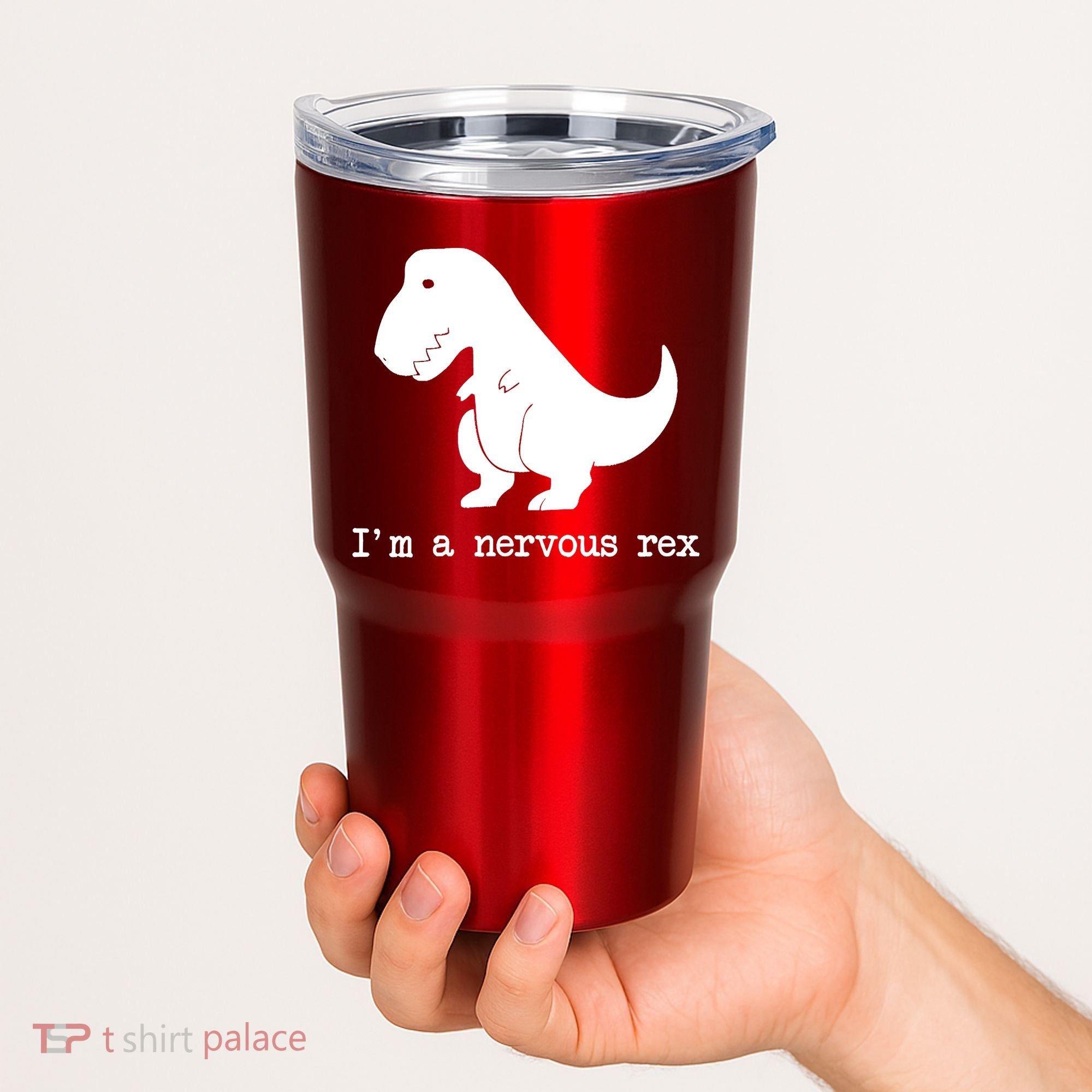Funny Mental Health Awareness Trex Dinosaur With Anxiety Tumbler