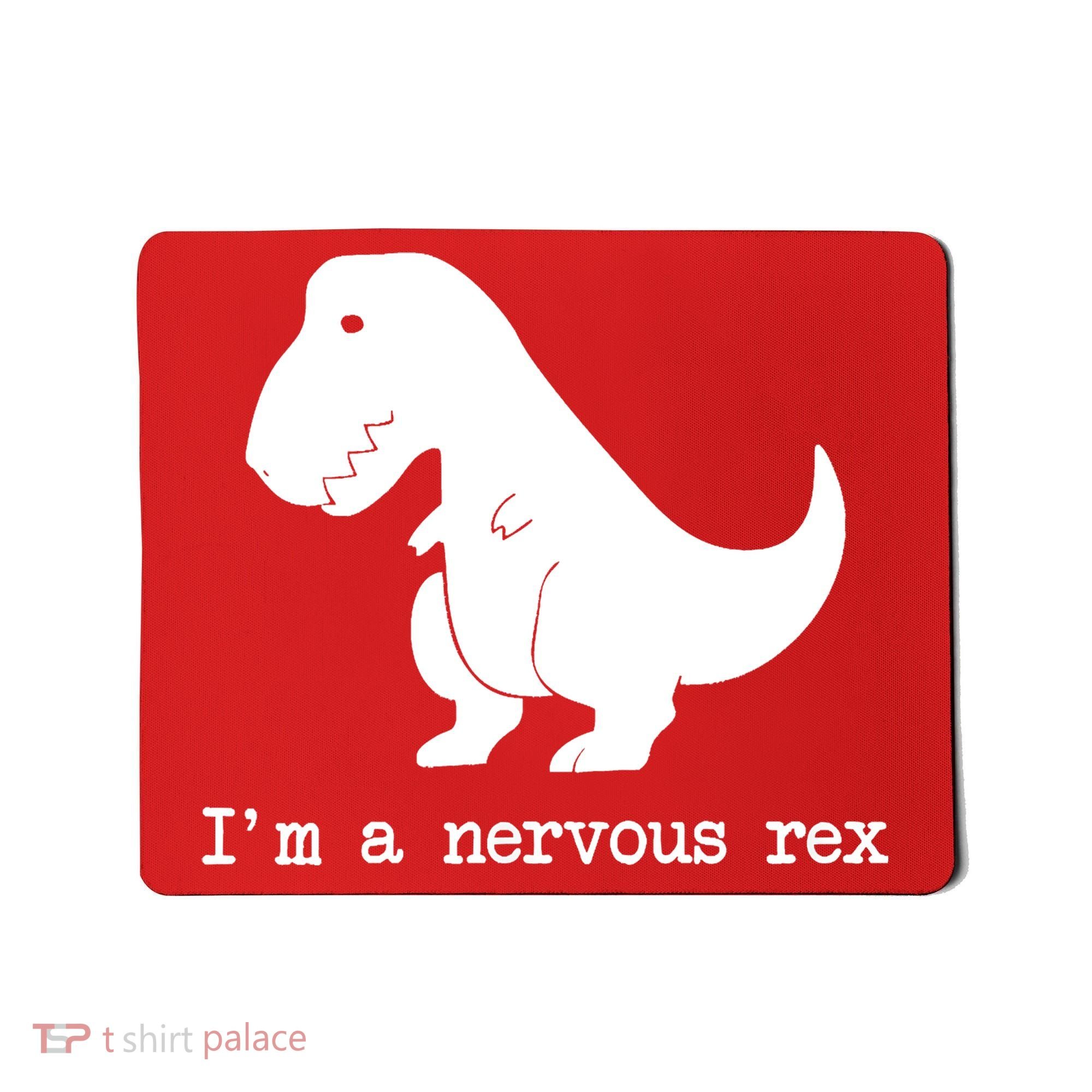 Funny Mental Health Awareness Trex Dinosaur With Anxiety Mousepad