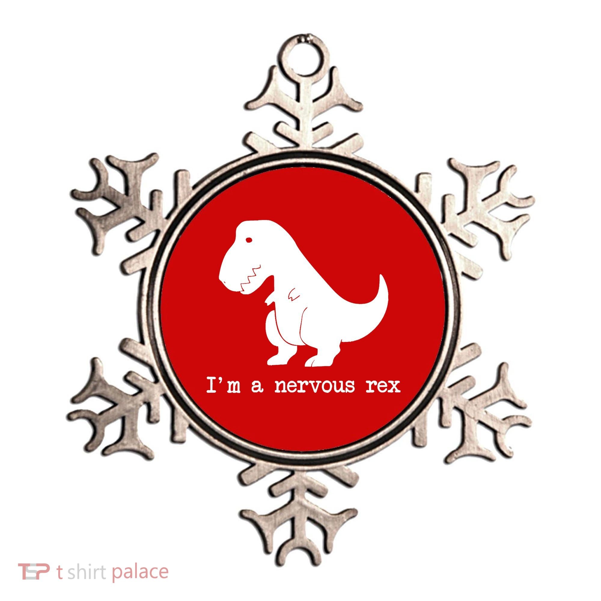 Funny Mental Health Awareness Trex Dinosaur With Anxiety Ornament