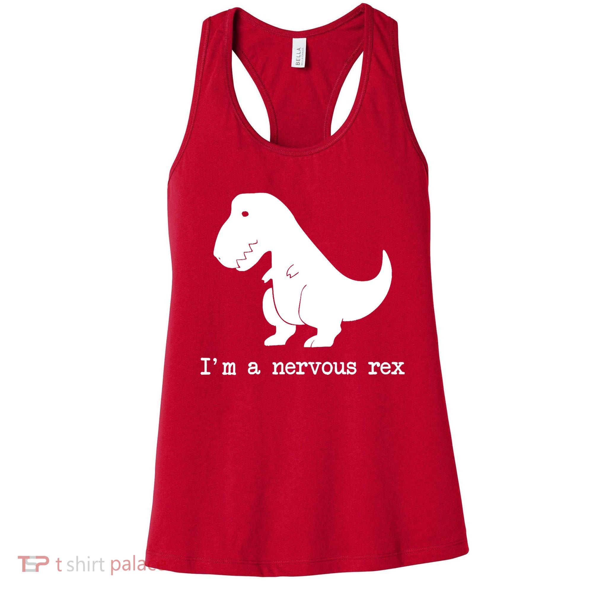 Funny Mental Health Awareness Trex Dinosaur With Anxiety Women's Tank Top
