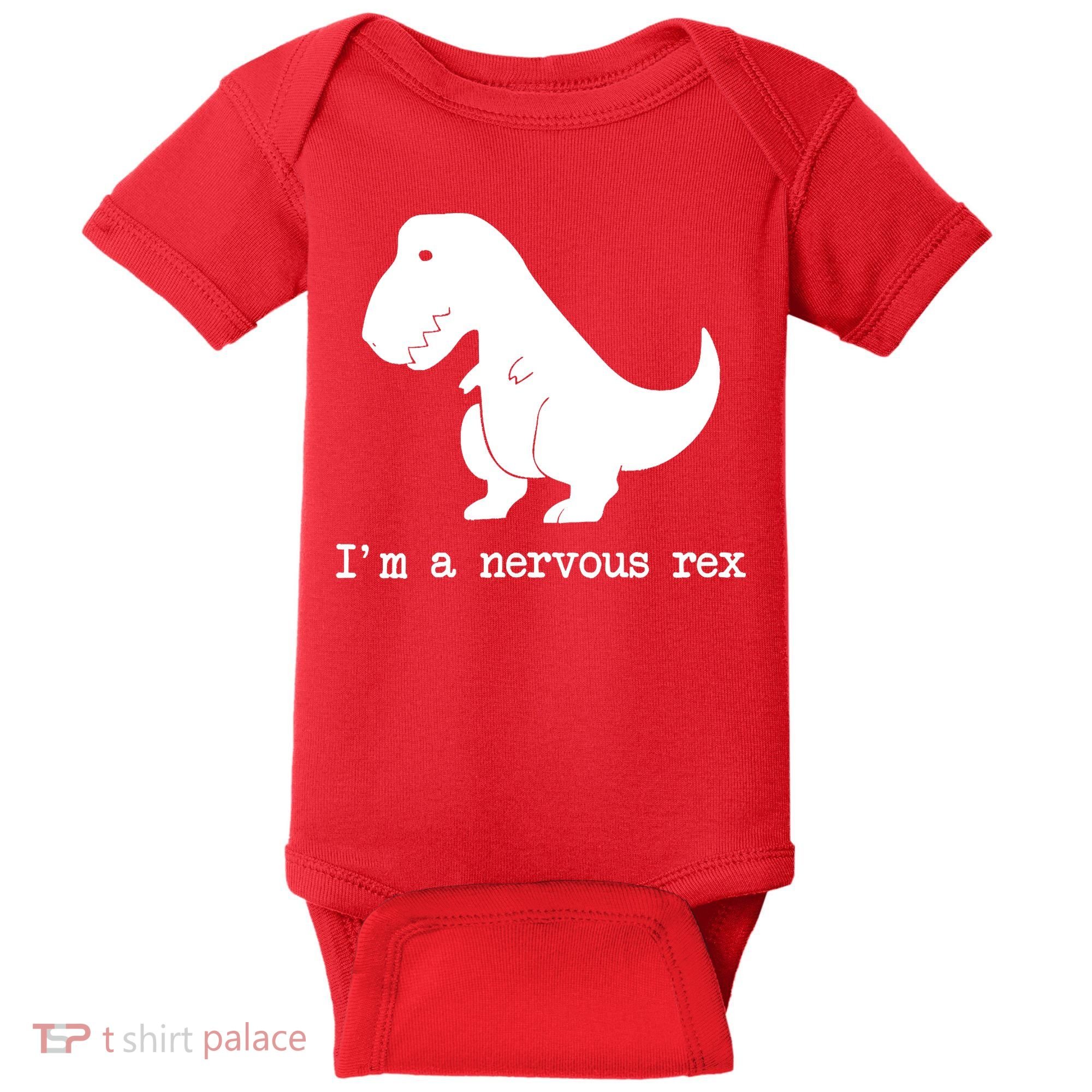 Funny Mental Health Awareness Trex Dinosaur With Anxiety Baby Bodysuit