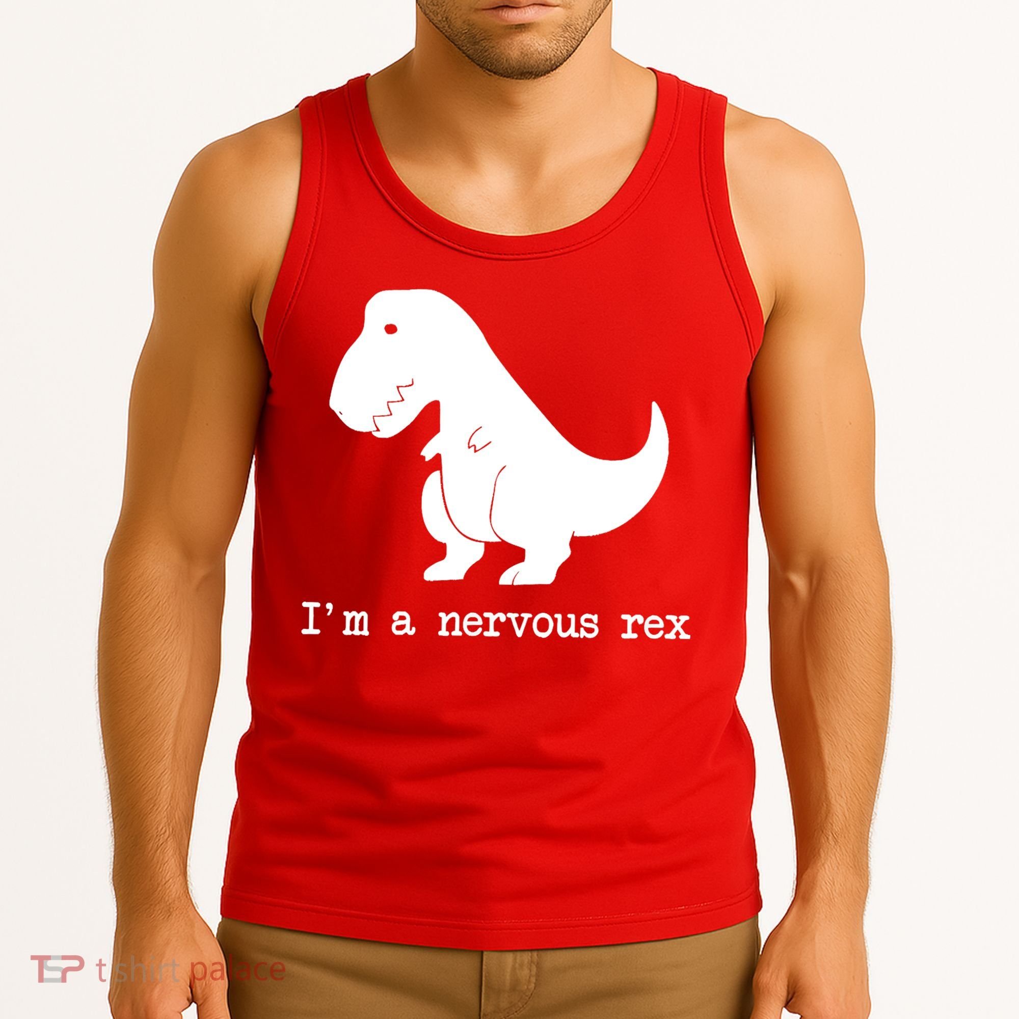 Funny Mental Health Awareness Trex Dinosaur With Anxiety Tank Top
