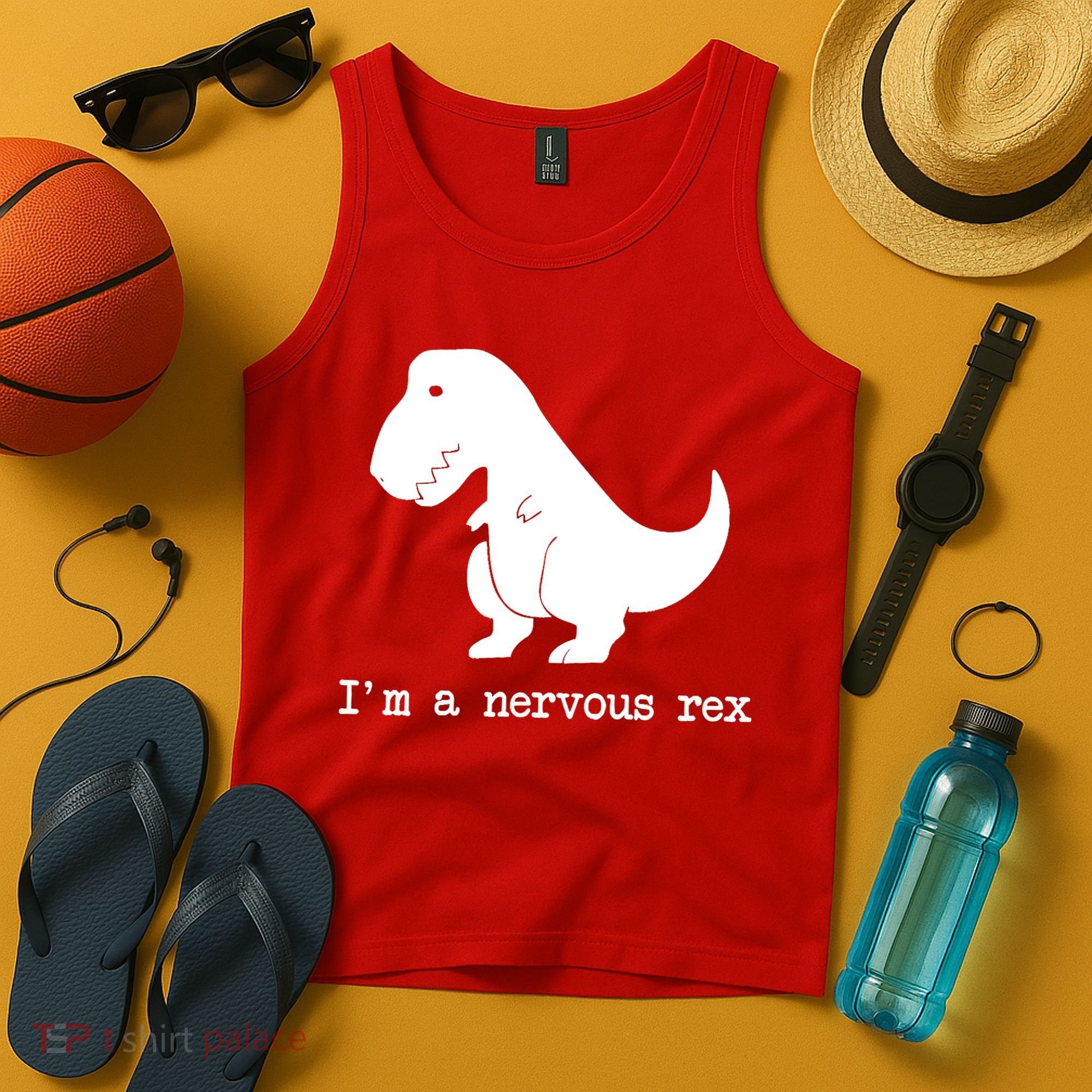 Funny Mental Health Awareness Trex Dinosaur With Anxiety Tank Top