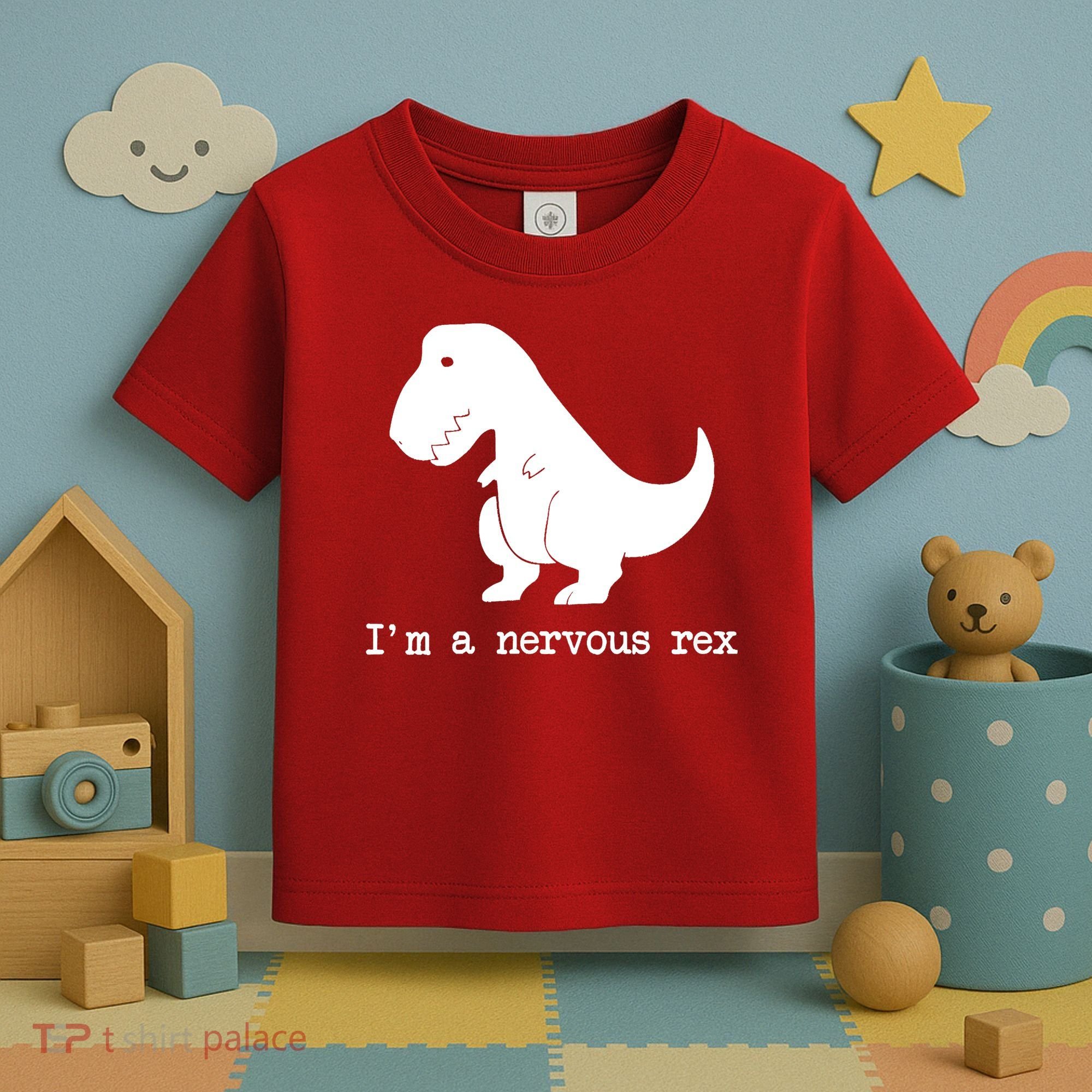 Funny Mental Health Awareness Trex Dinosaur With Anxiety Toddler T-Shirt