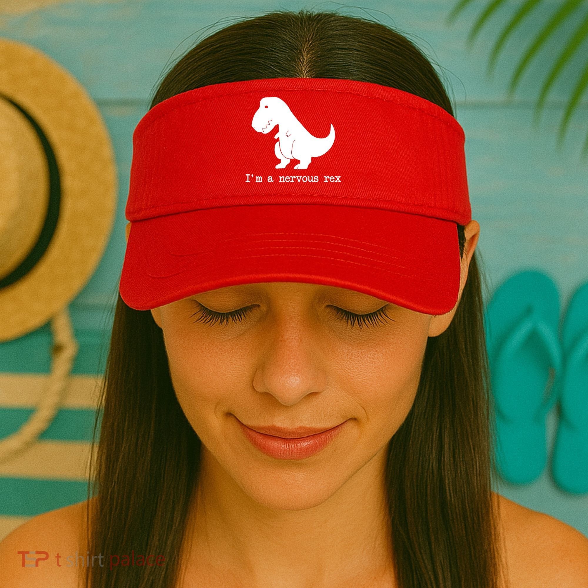 Funny Mental Health Awareness Trex Dinosaur With Anxiety Visor