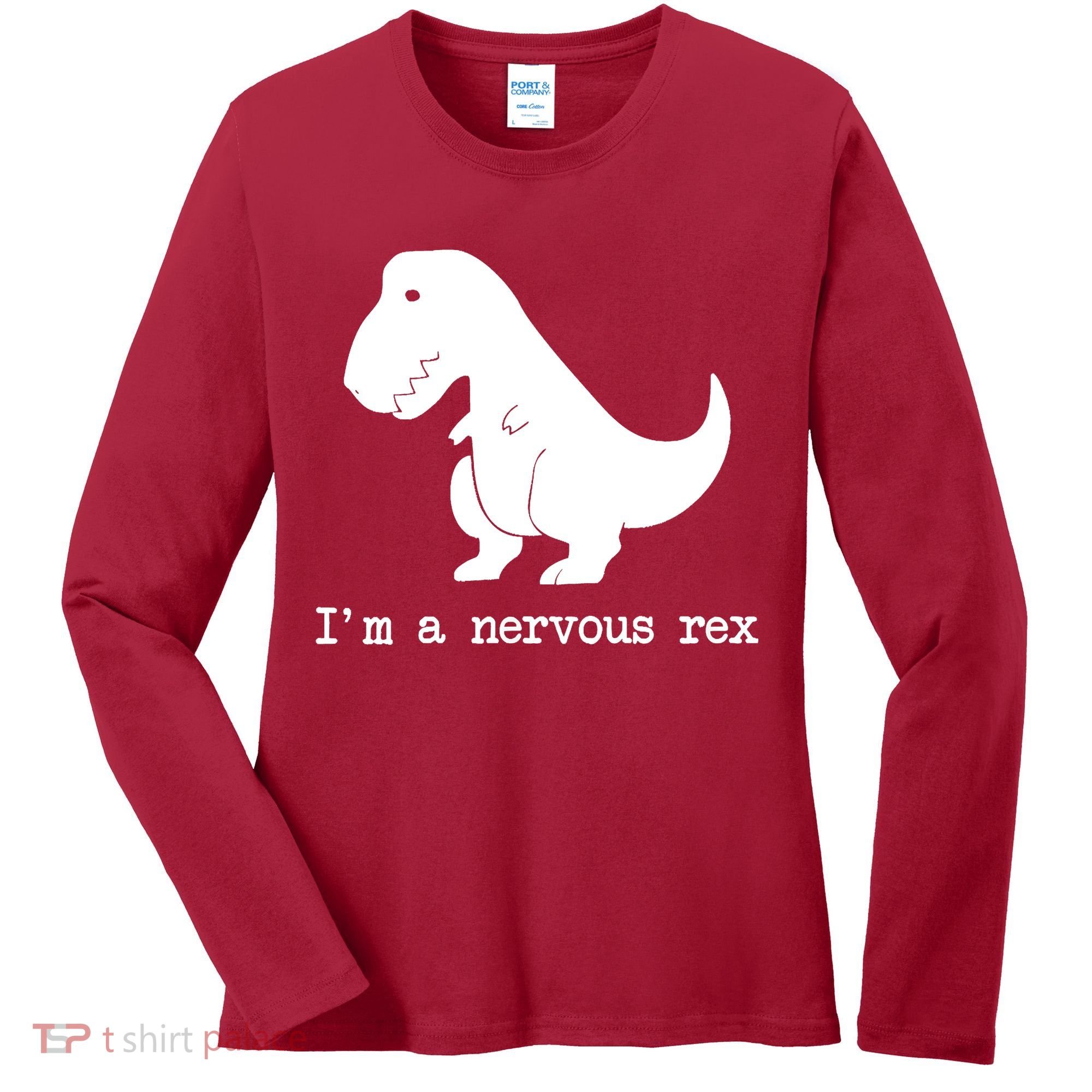 Funny Mental Health Awareness Trex Dinosaur With Anxiety Women's Long Sleeve Shirt