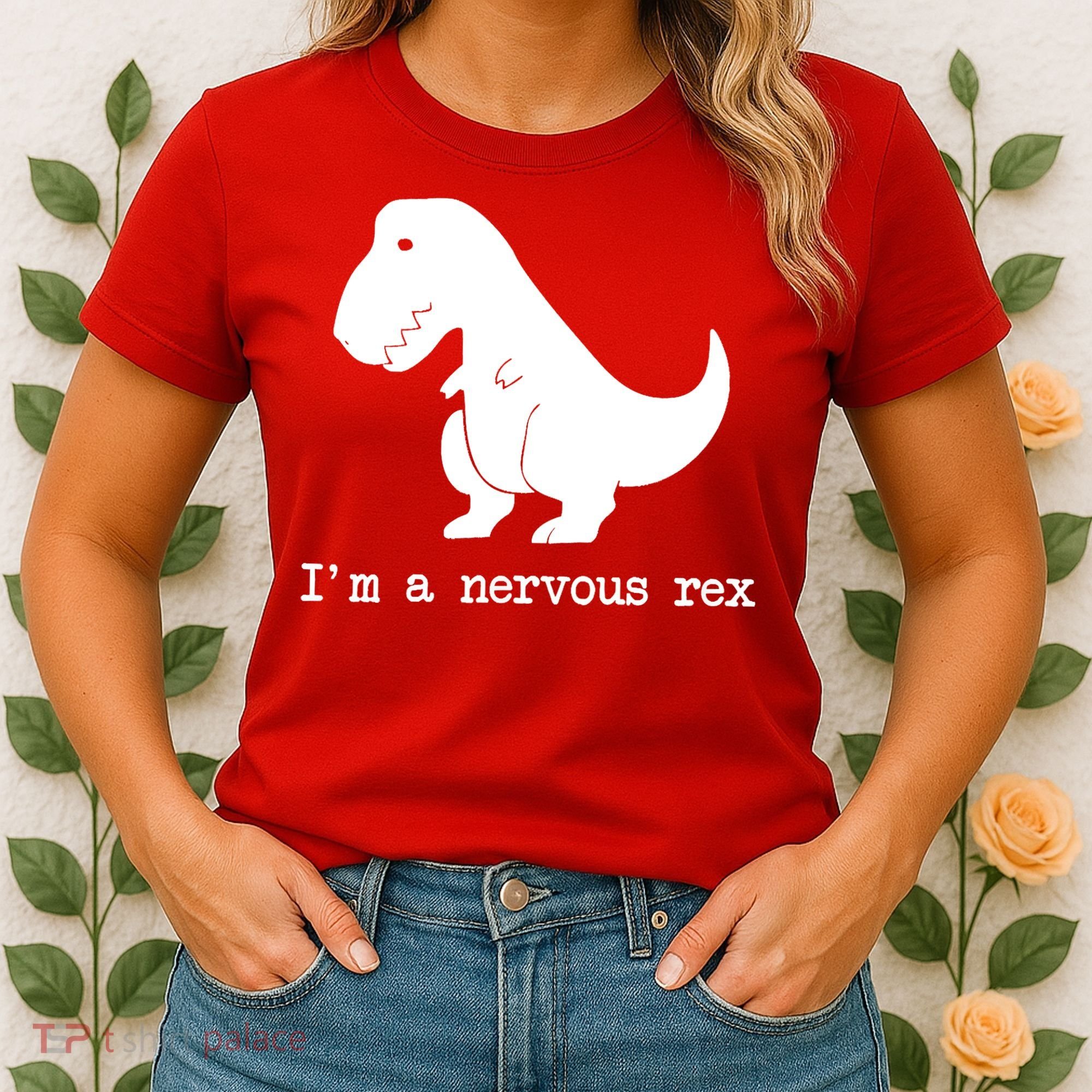 Funny Mental Health Awareness Trex Dinosaur With Anxiety Women's T-Shirt