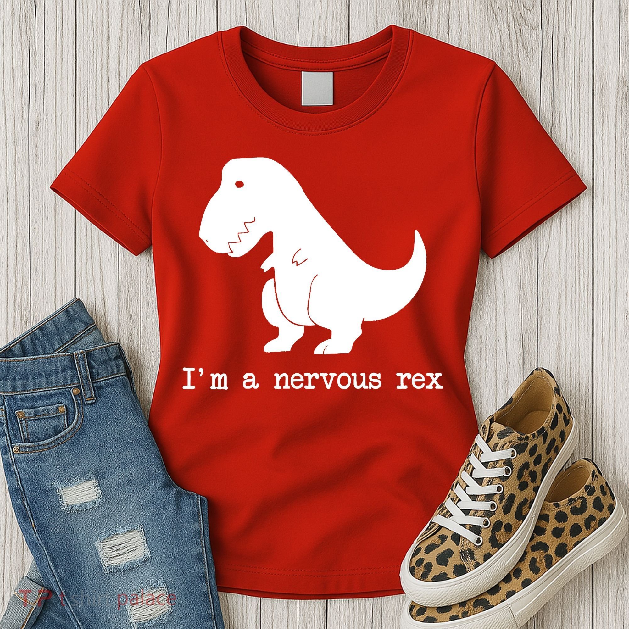 Funny Mental Health Awareness Trex Dinosaur With Anxiety Women's T-Shirt
