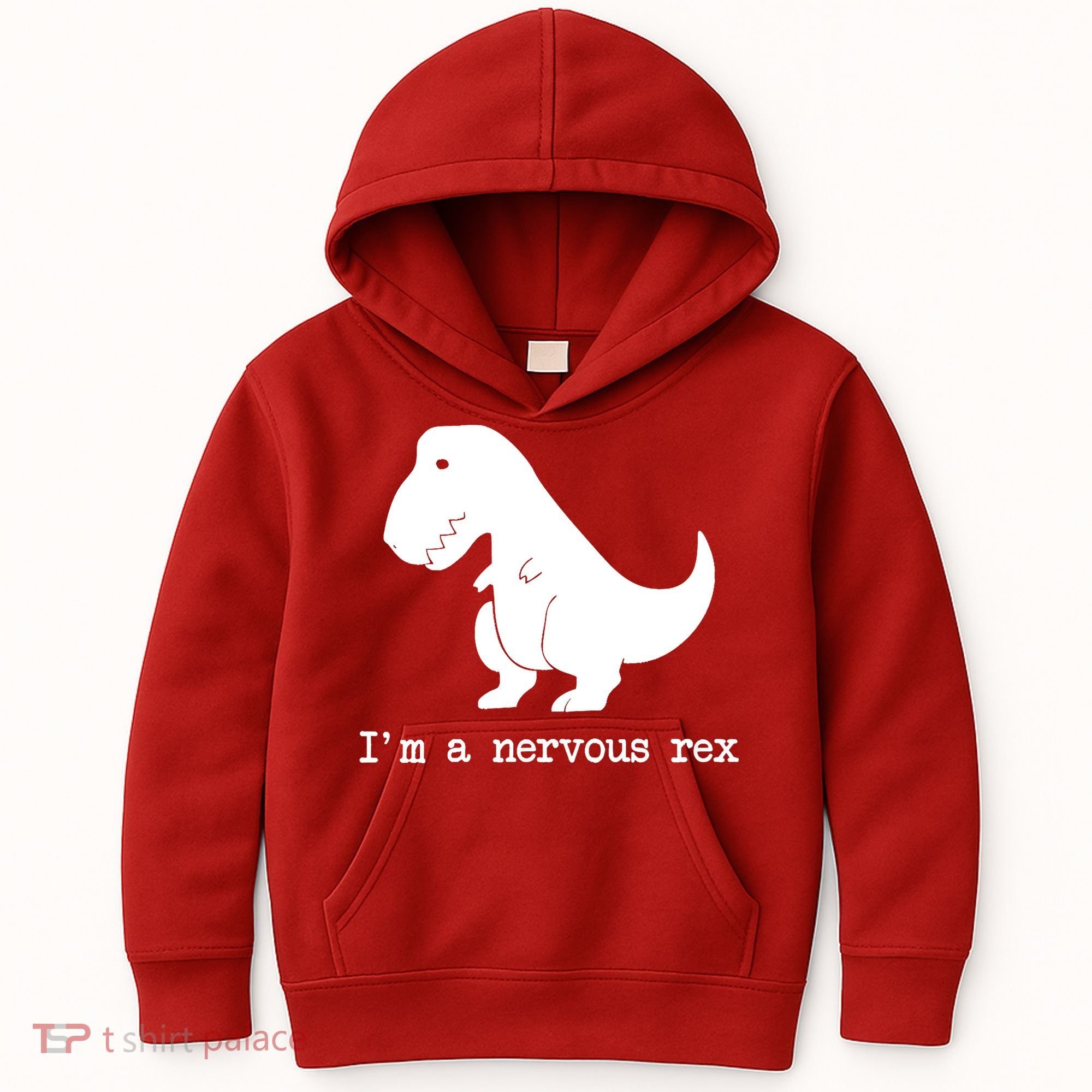 Funny Mental Health Awareness Trex Dinosaur With Anxiety Kids Hoodie