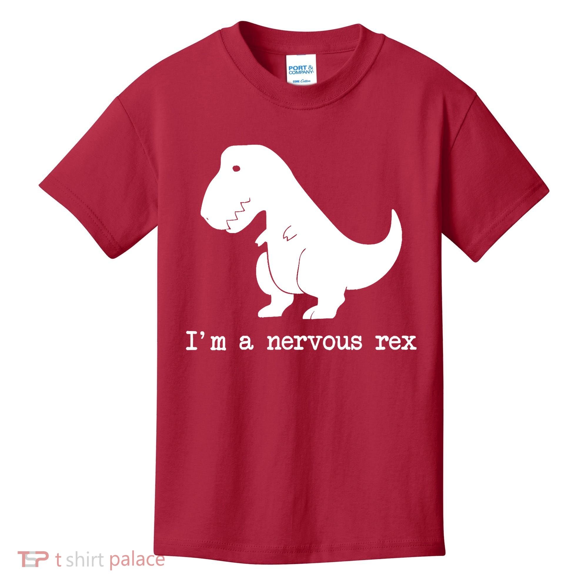 Funny Mental Health Awareness Trex Dinosaur With Anxiety Kids T-Shirt