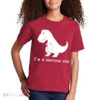 Funny Mental Health Awareness Trex Dinosaur With Anxiety Kids T-Shirt thumb 2