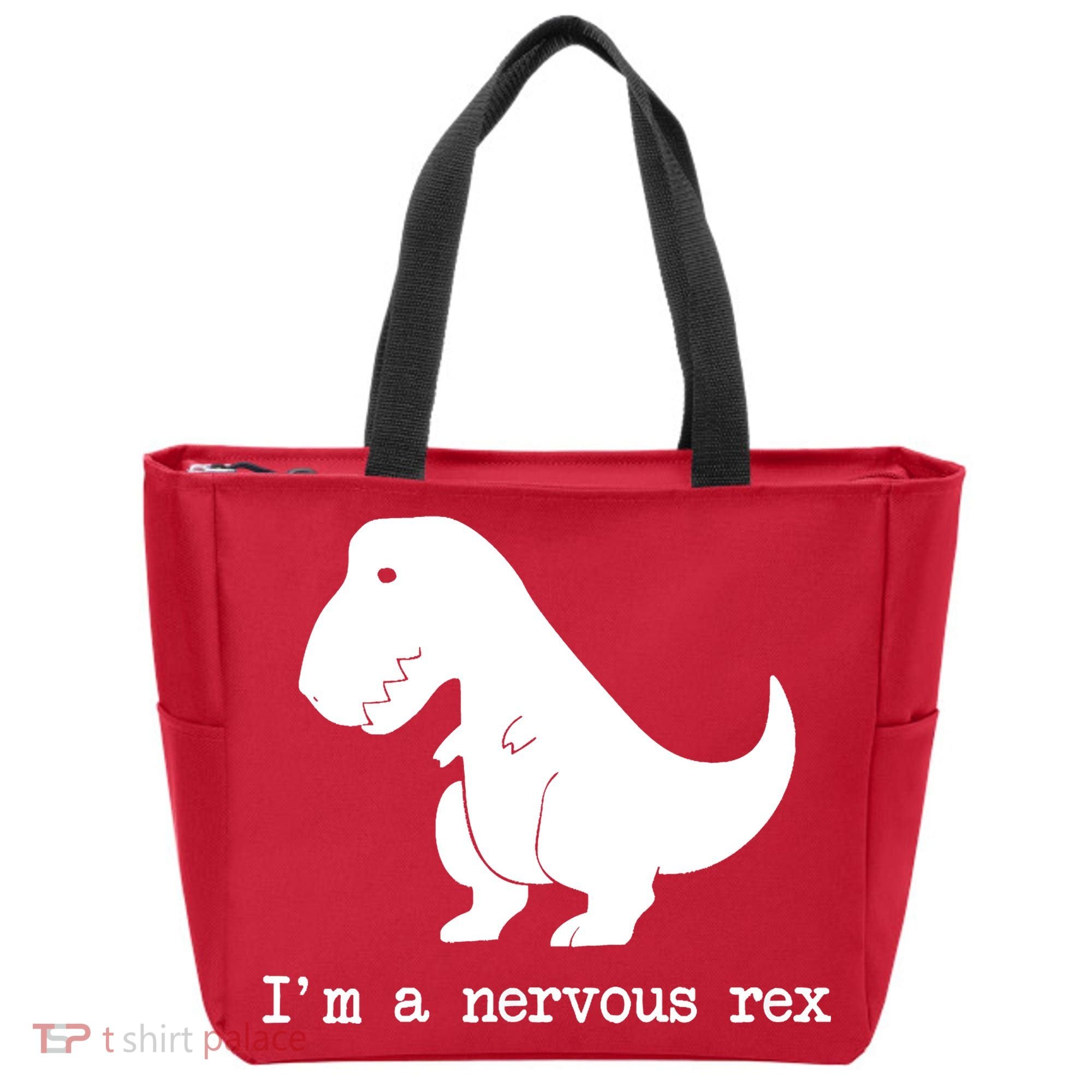 Funny Mental Health Awareness Trex Dinosaur With Anxiety Tote Bag