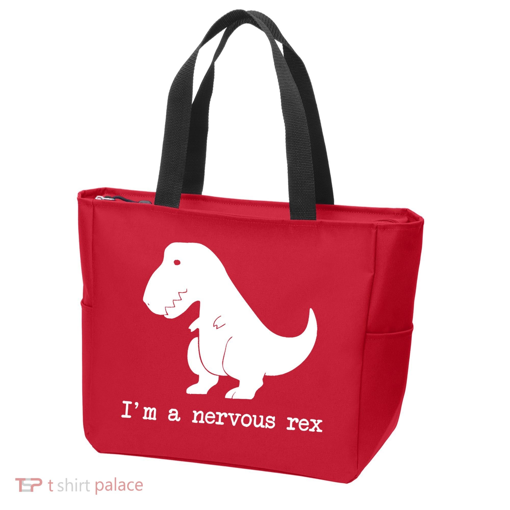 Funny Mental Health Awareness Trex Dinosaur With Anxiety Tote Bag