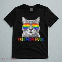 Free Mom Hugs Purride Proud Ally Cat Rainbow Flag LGBT Pride T-Shirt thumb 5