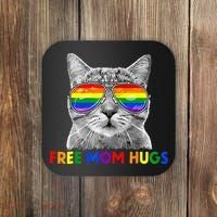 Free Mom Hugs Purride Proud Ally Cat Rainbow Flag LGBT Pride Coaster thumb 0