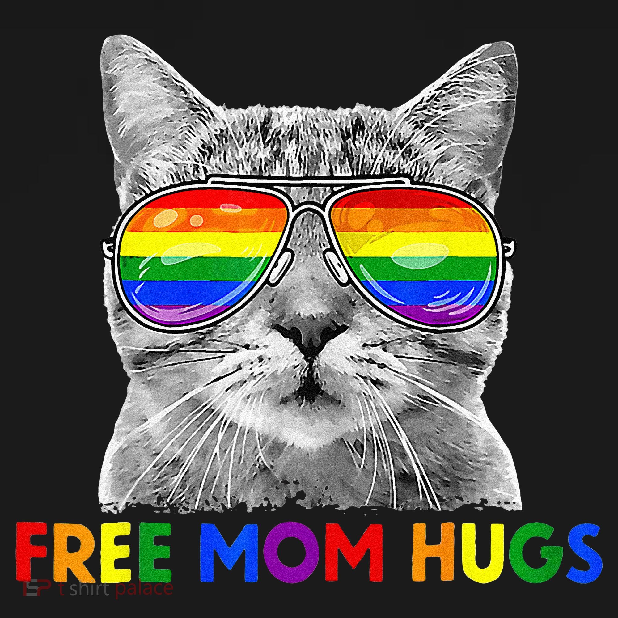 Free Mom Hugs Purride Proud Ally Cat Rainbow Flag LGBT Pride Mousepad