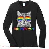 Free Mom Hugs Purride Proud Ally Cat Rainbow Flag LGBT Pride Women's Long Sleeve Shirt thumb 0