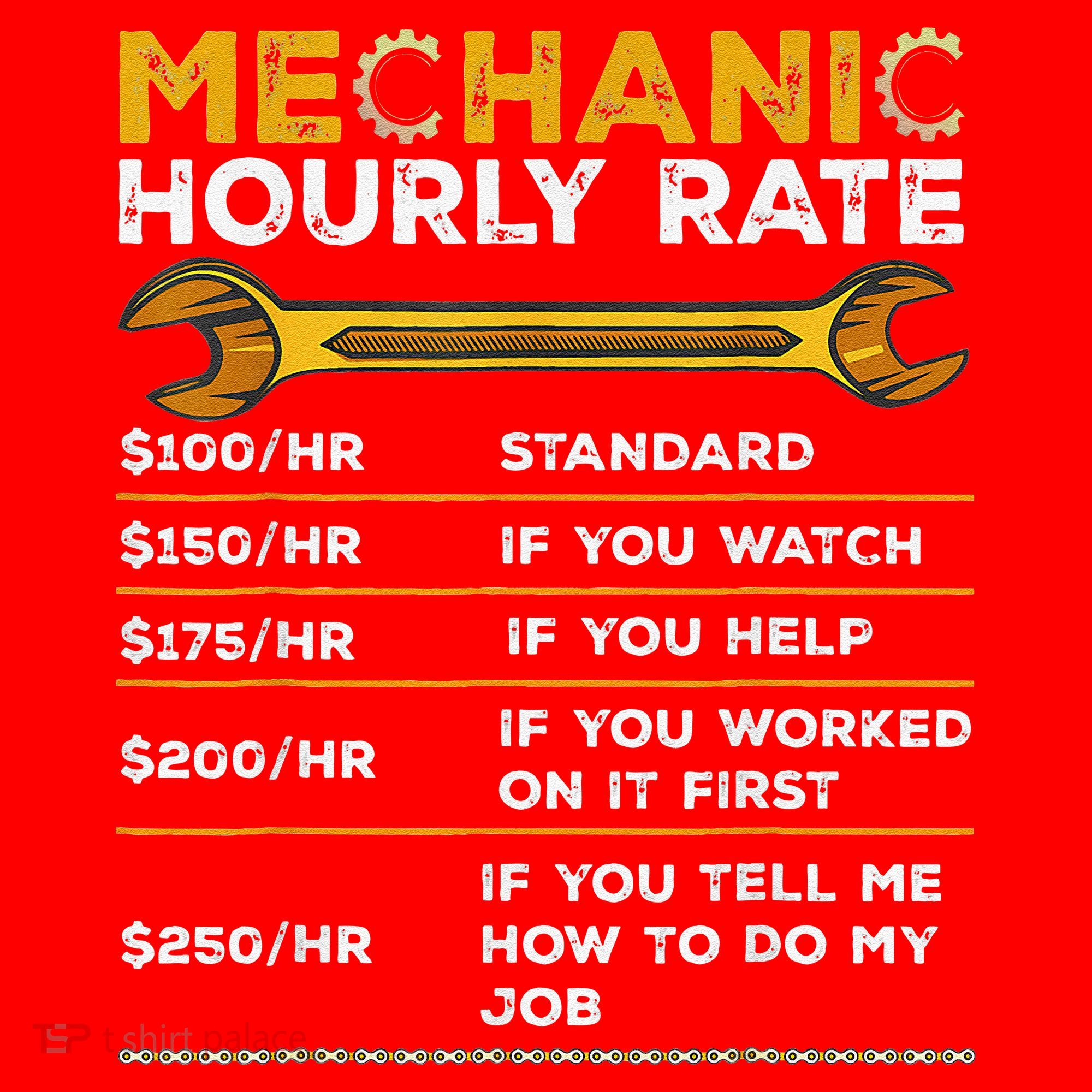 Funny Mechanic Hourly Rate Gifts Labor Rates Santa Hat
