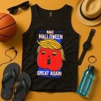 Funny Make Halloween Great Again Trump Pumpkin Tank Top thumb 4