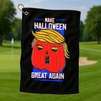 Funny Make Halloween Great Again Trump Pumpkin Golf Towel thumb 1