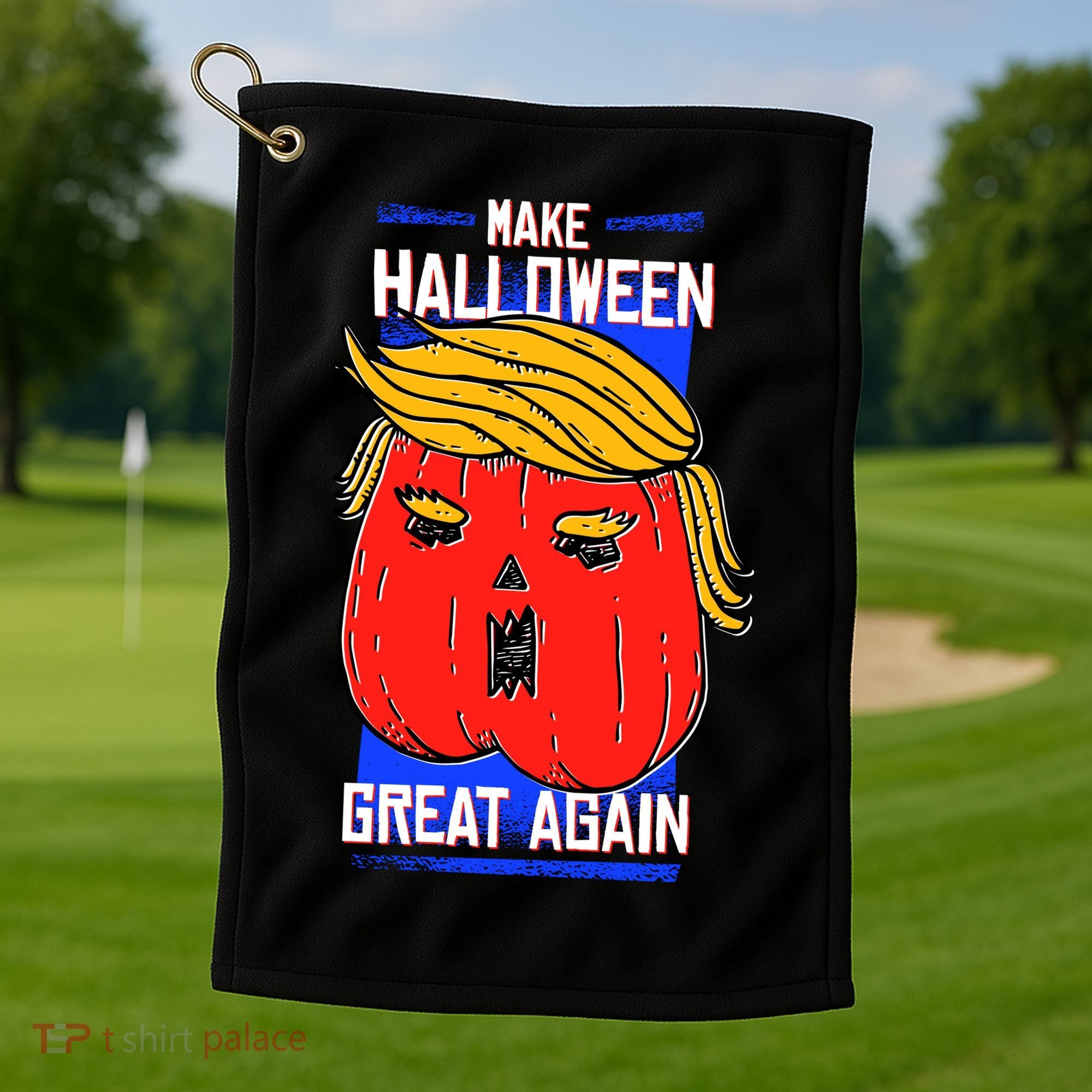 Funny Make Halloween Great Again Trump Pumpkin Golf Towel