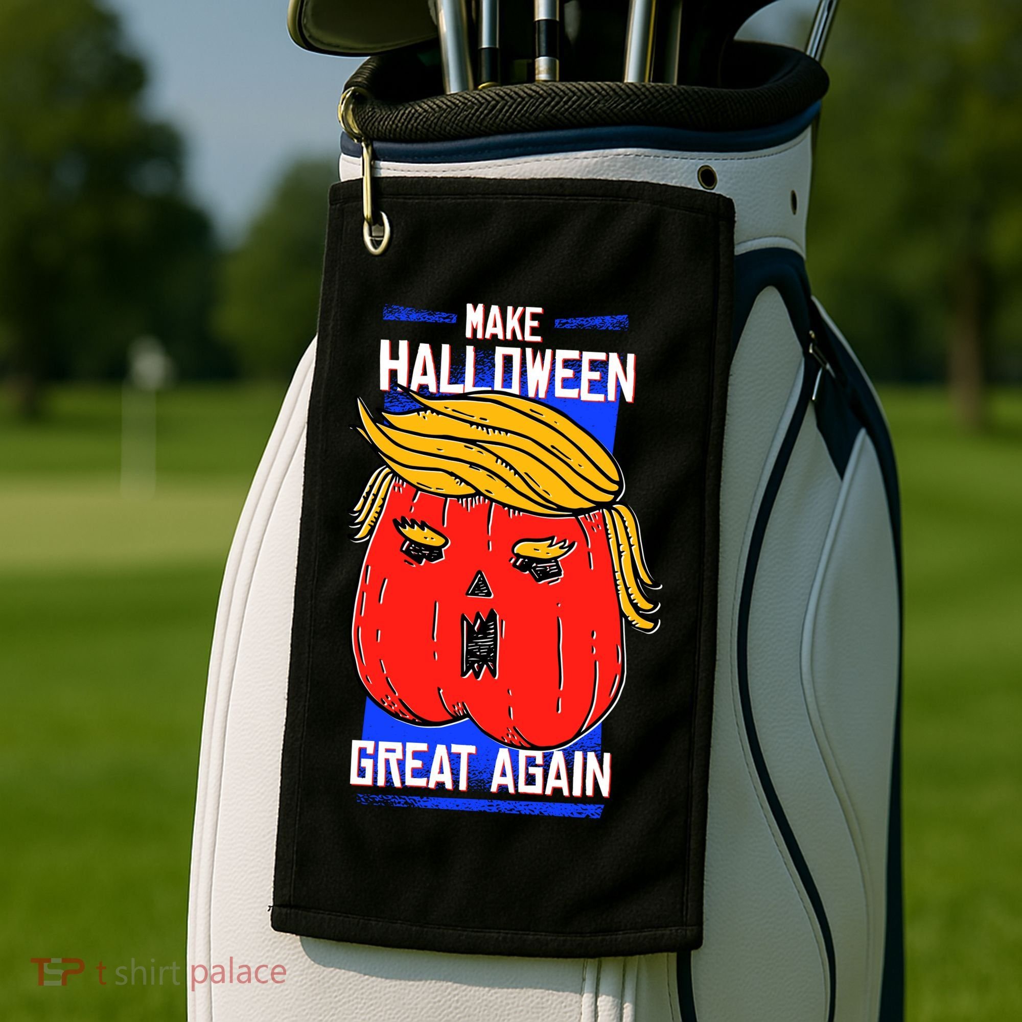 Funny Make Halloween Great Again Trump Pumpkin Golf Towel