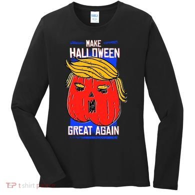 Funny Make Halloween Great Again Trump Pumpkin Women's Long Sleeve Shirt