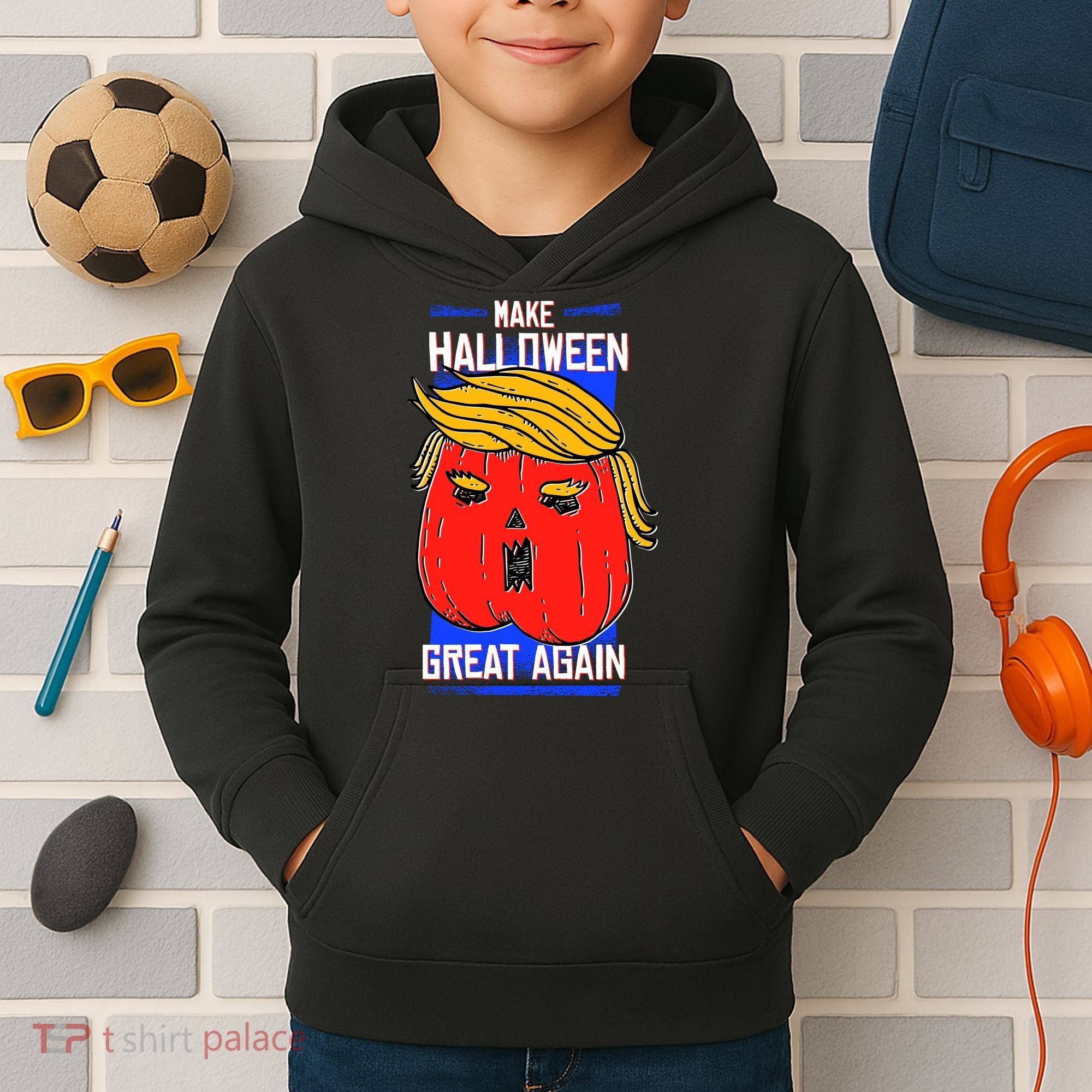 Funny Make Halloween Great Again Trump Pumpkin Kids Hoodie