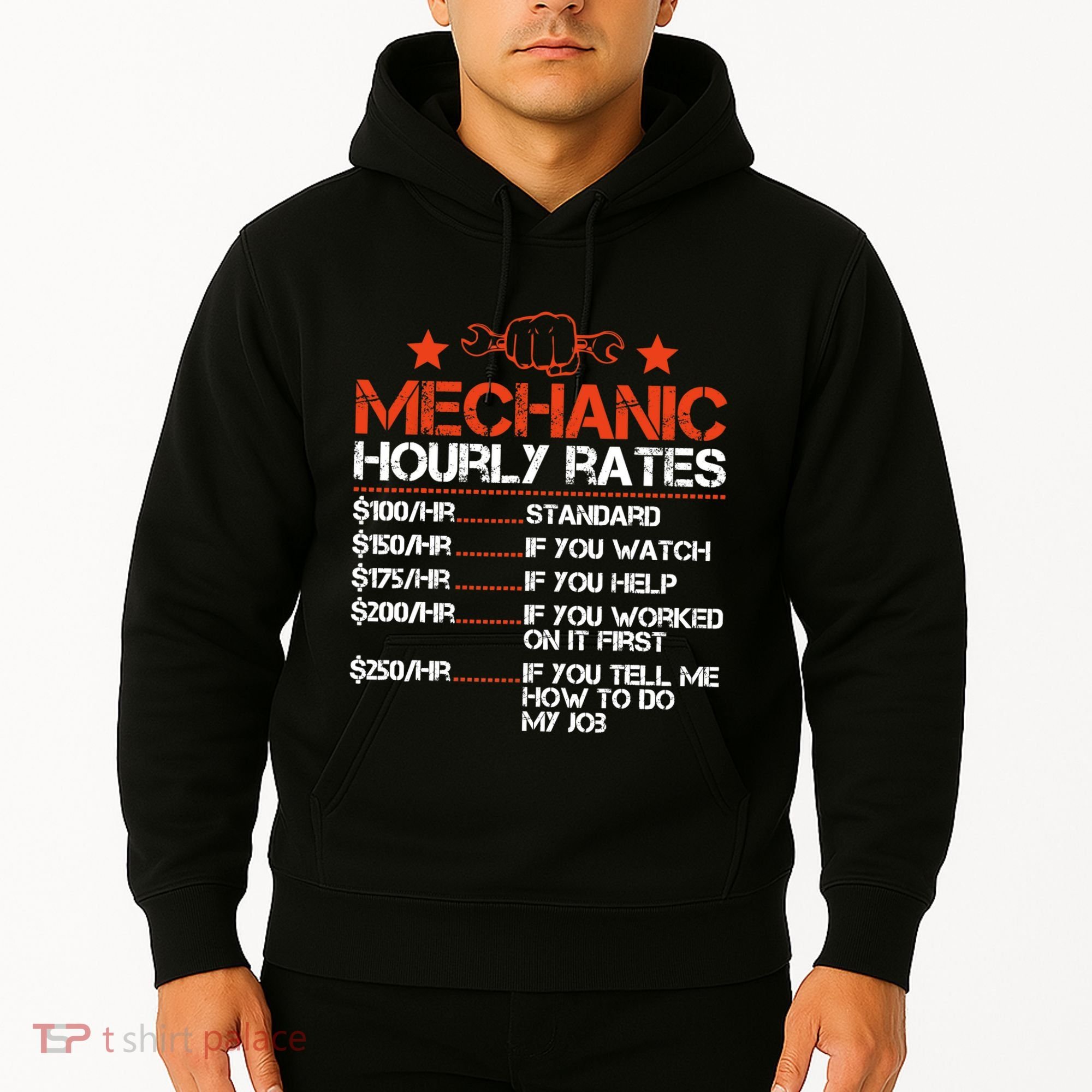 Funny Mechanic Hourly Rate Labor Rates Costume Hoodie