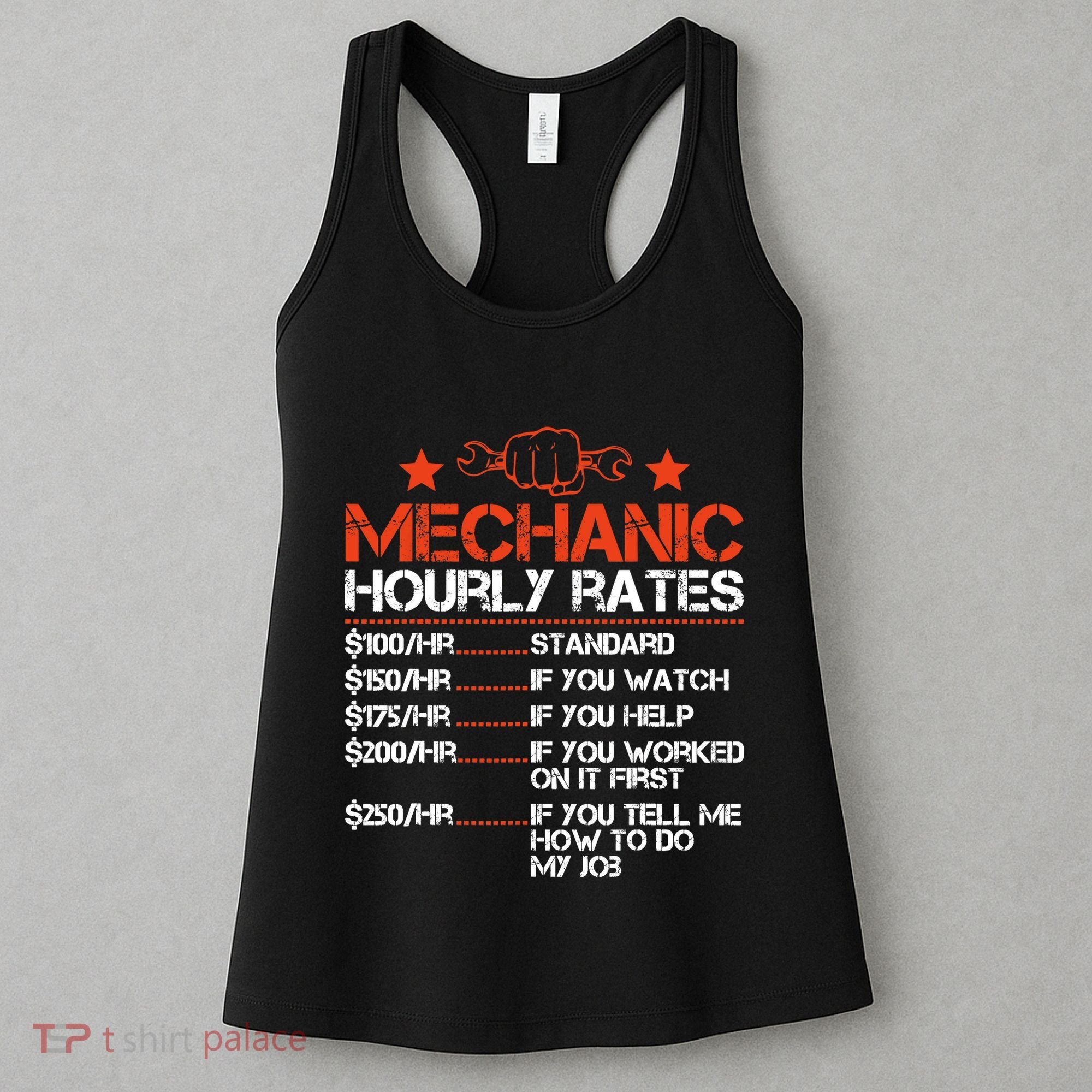 Funny Mechanic Hourly Rate Labor Rates Costume Women's Tank Top