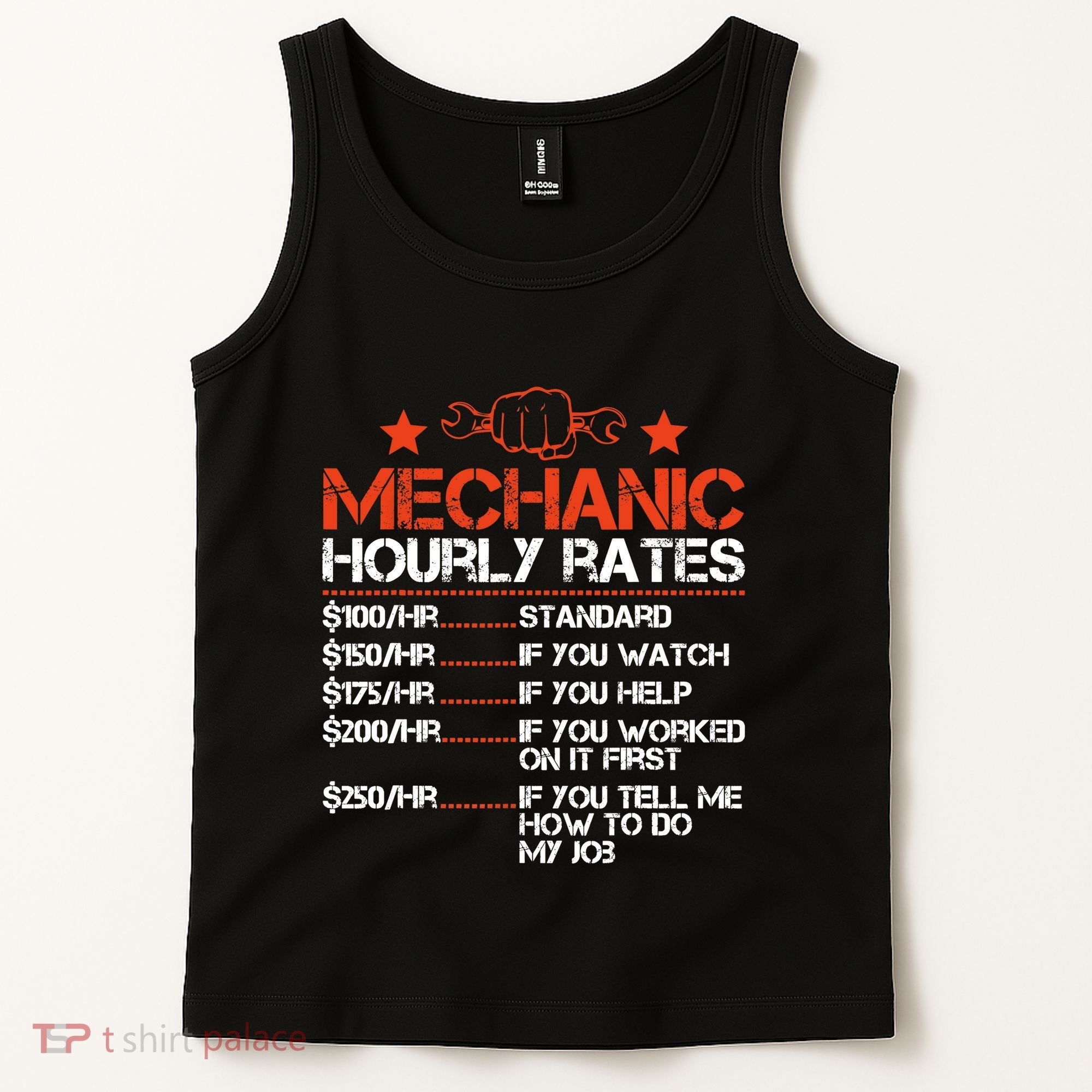 Funny Mechanic Hourly Rate Labor Rates Costume Tank Top