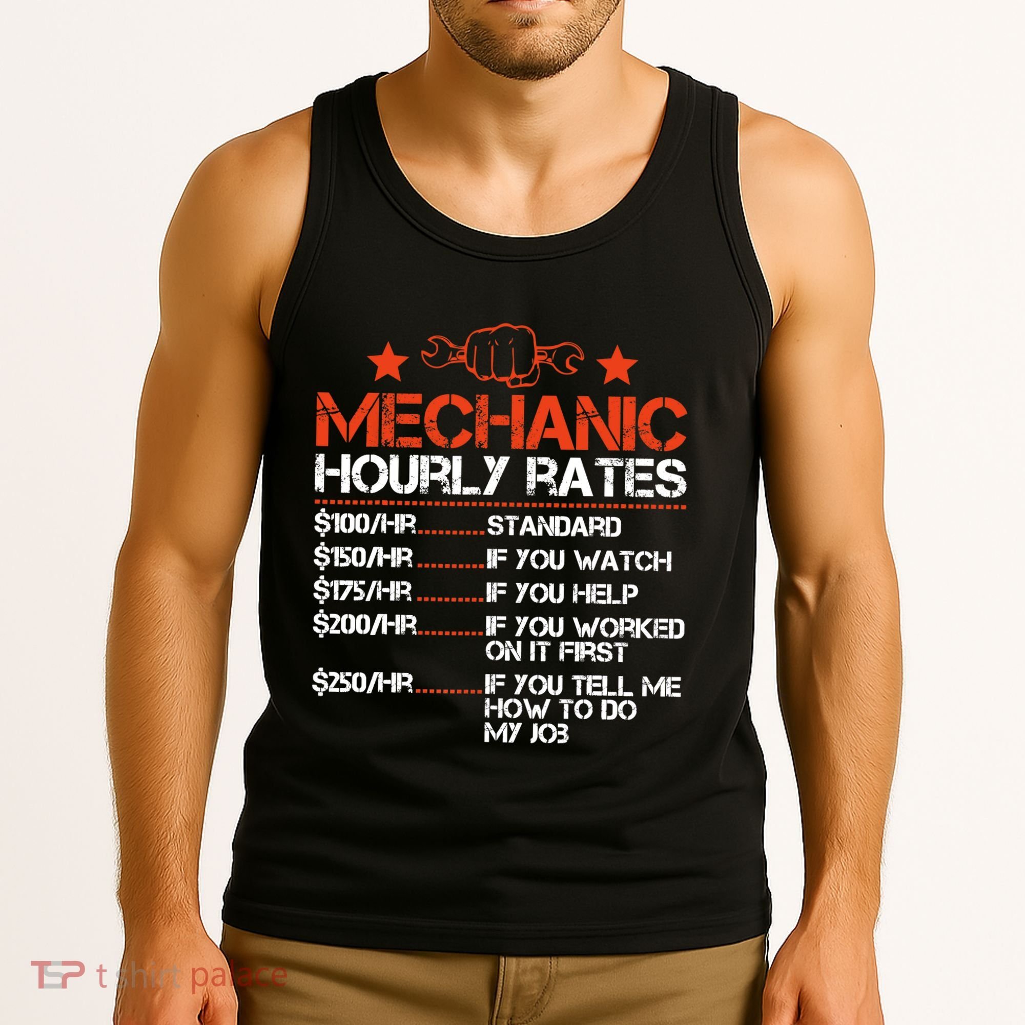 Funny Mechanic Hourly Rate Labor Rates Costume Tank Top