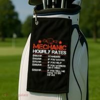 Funny Mechanic Hourly Rate Labor Rates Costume Golf Towel thumb 2