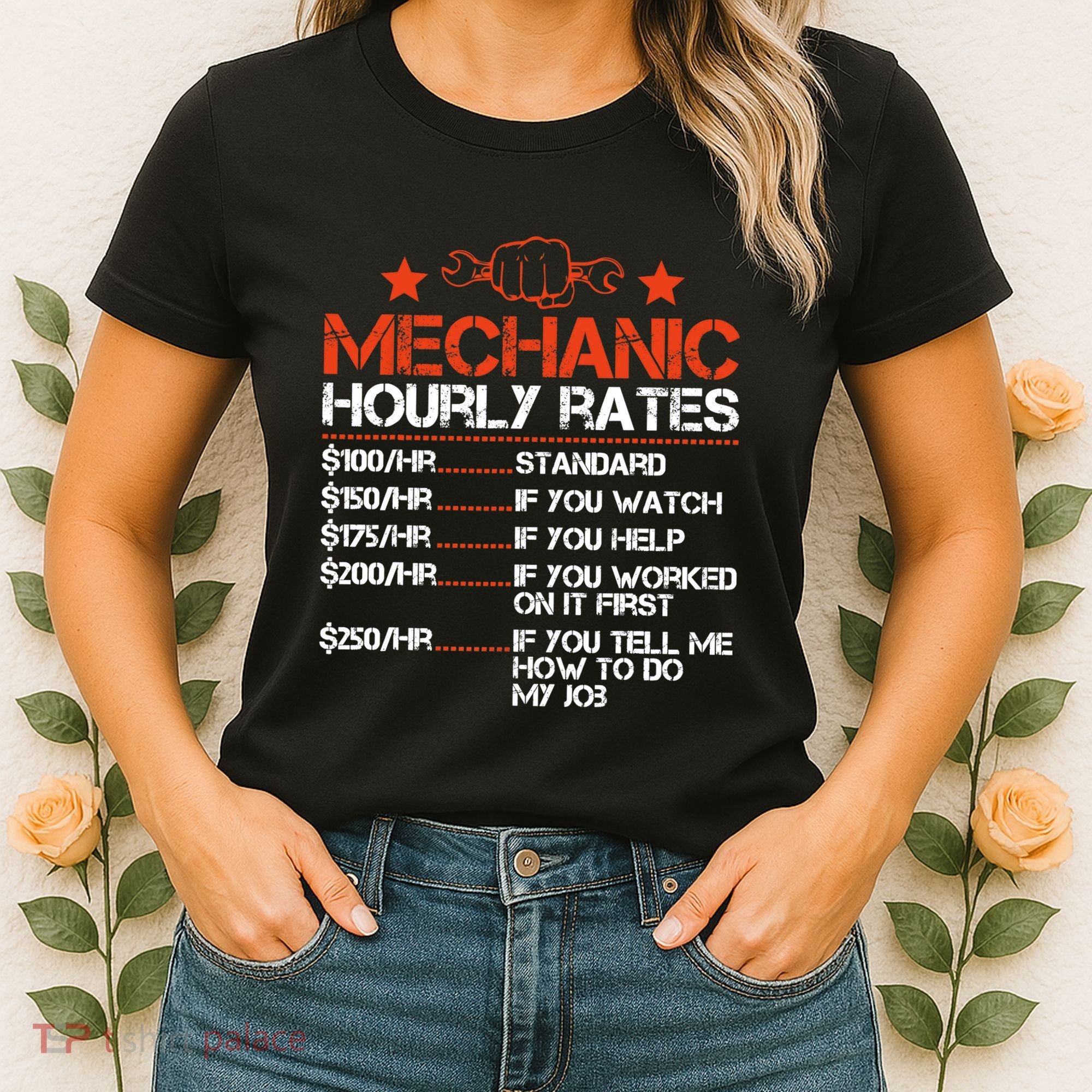 Funny Mechanic Hourly Rate Labor Rates Costume Women's T-Shirt