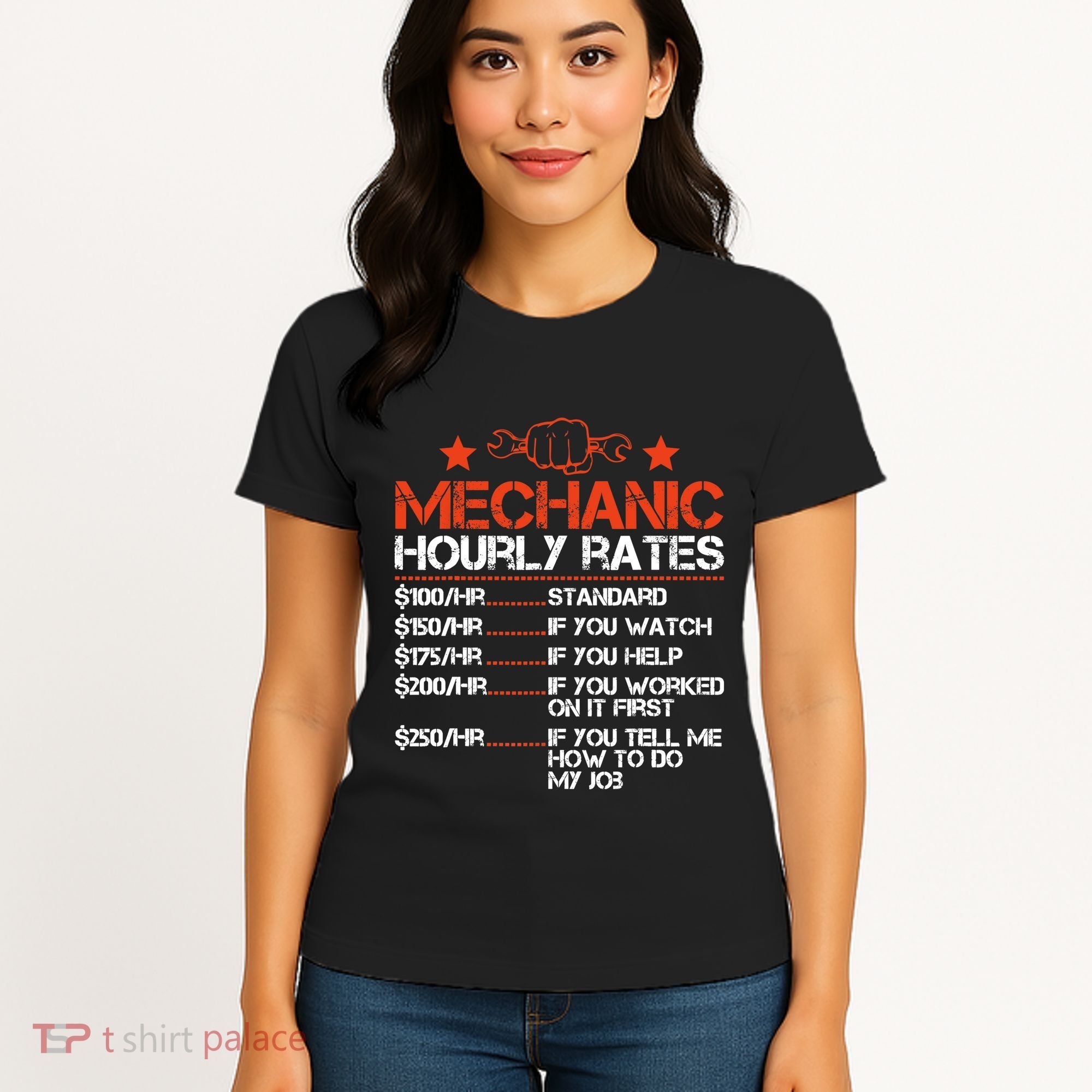 Funny Mechanic Hourly Rate Labor Rates Costume Women's T-Shirt
