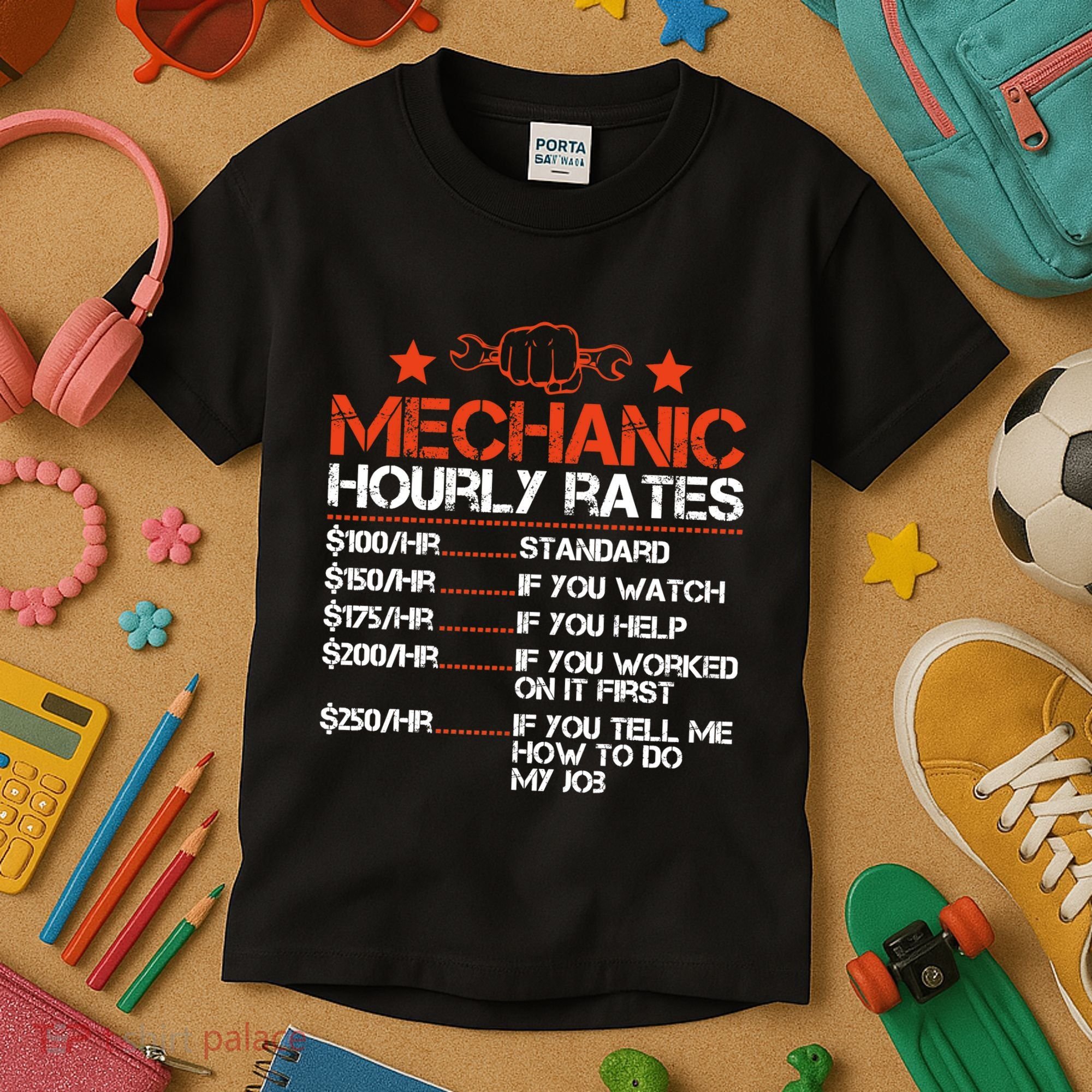 Funny Mechanic Hourly Rate Labor Rates Costume Kids T-Shirt