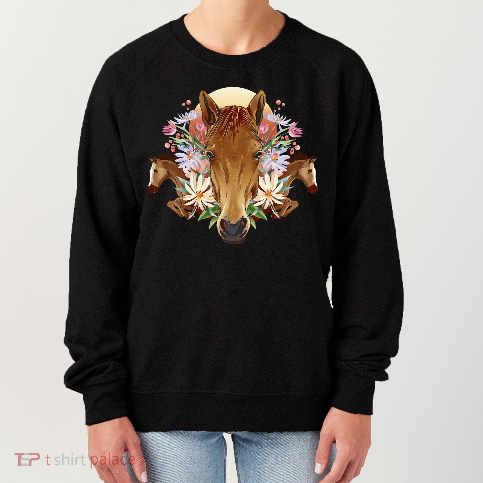 Floral Multi Horse Women's Sweatshirt