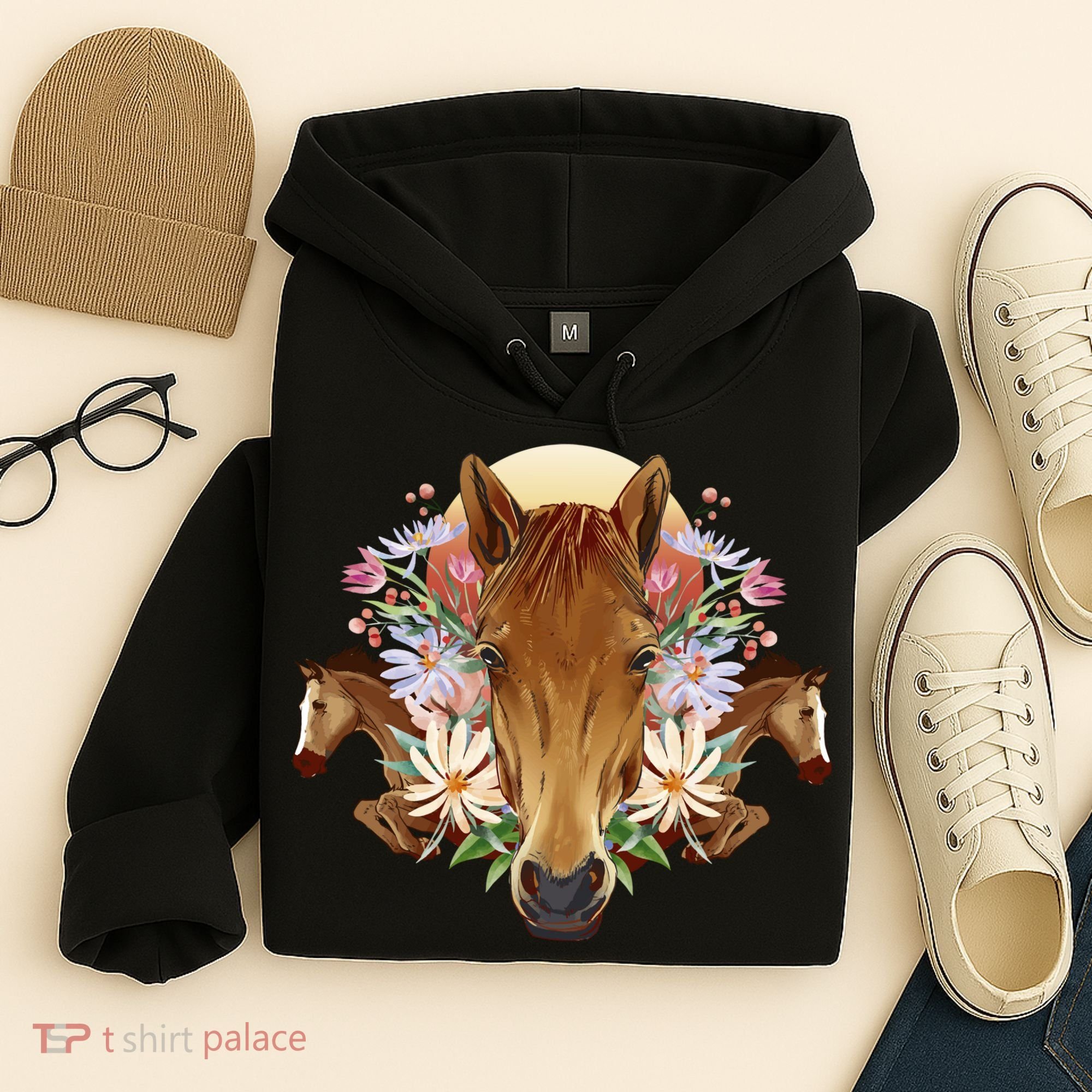 Floral Multi Horse Hoodie